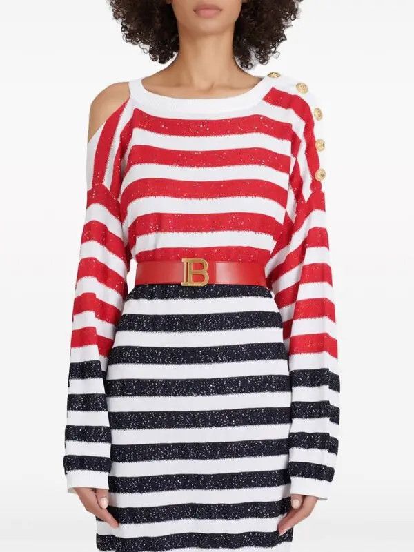 Balmain o1s1wg111225 Size:OS/B-Belt Logo-Buckle Leather Belt in Red Size ONE SIZE - 4 Thumbnail