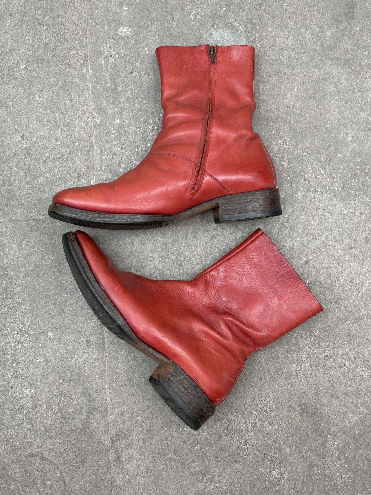Maison Margiela Maison Martin Margiela | Artisanal Blood Red Square-Toe Boot Size US 10 / EU 43 - 3 Thumbnail