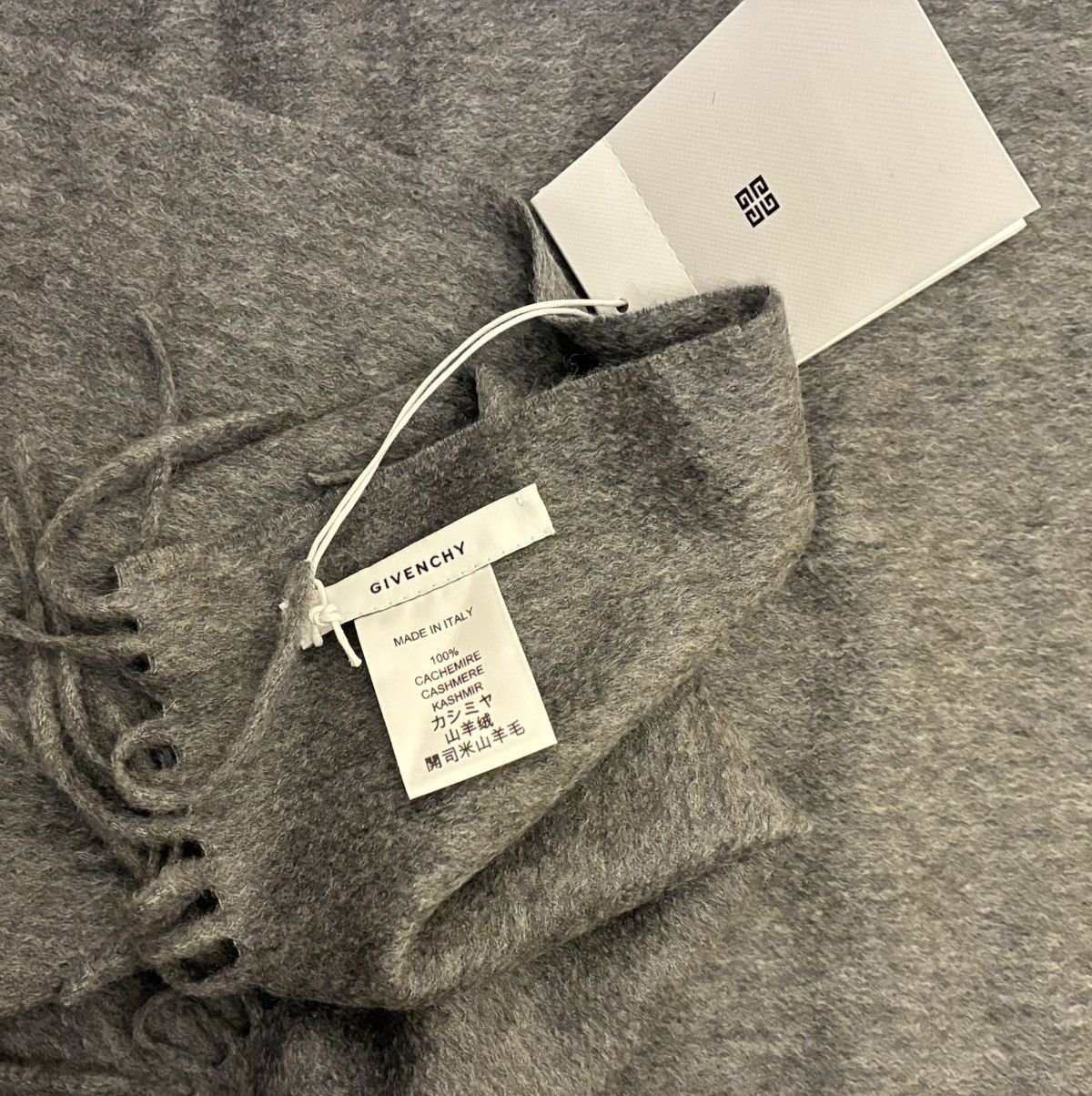 Givenchy New 100% Cashmere Scarf Light Grey Melange $690 Size ONE SIZE - 3 Thumbnail