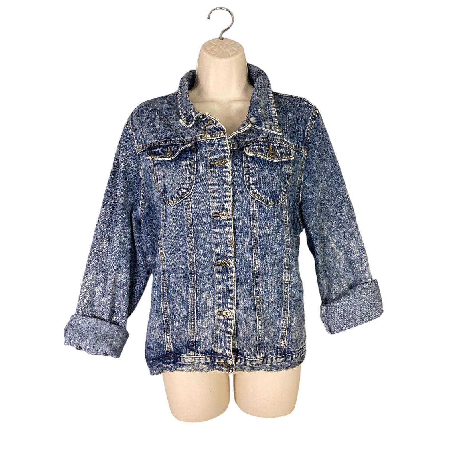 Other Denim Jacket Acid Wash Womens XL Cropped Stylish Comfortable Size XL / US 12-14 / IT 48-50 - 1 Thumbnail