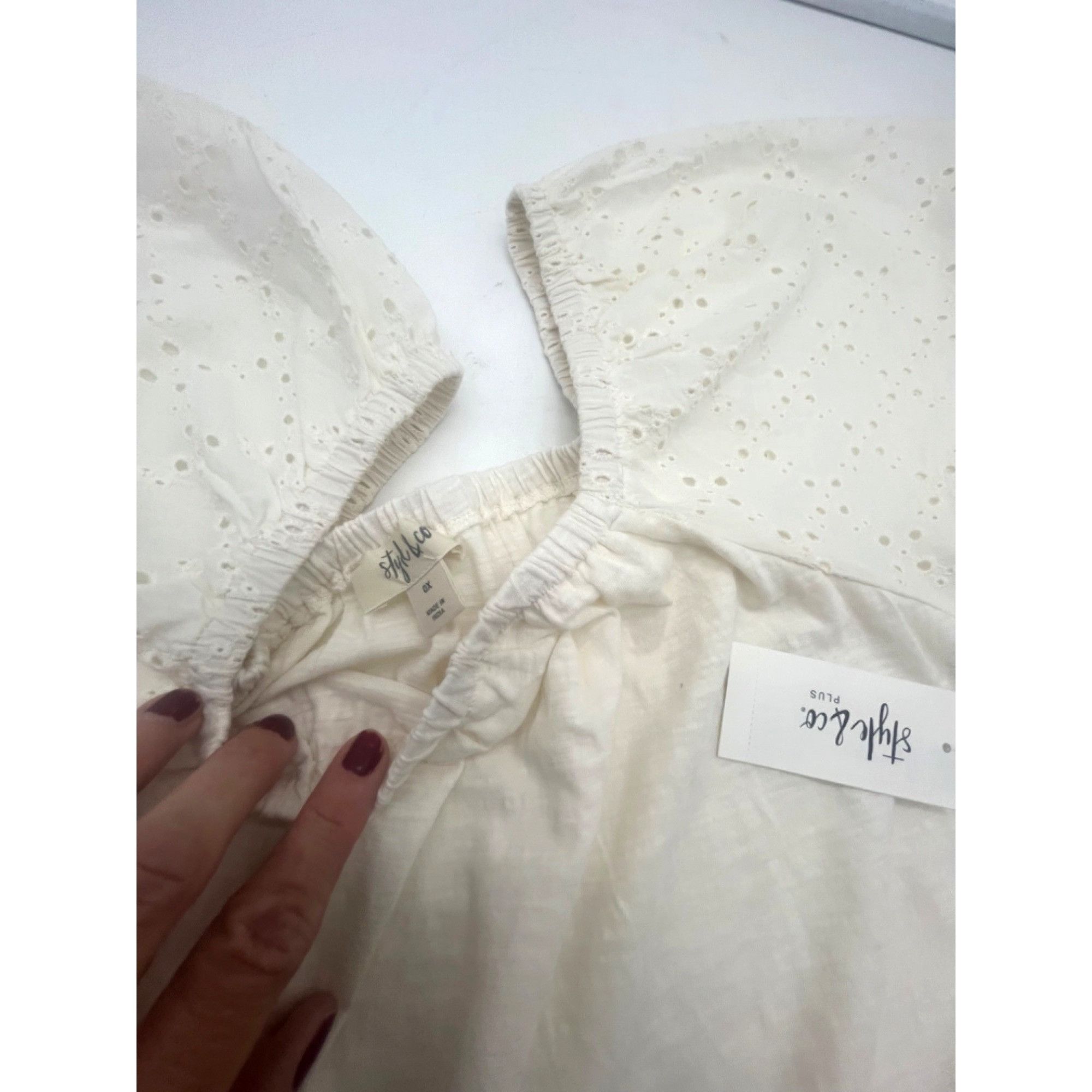 Other Style & Co Plus Size Cotton On Off Shoulder Top, Coconut Cre Size ONE SIZE - 8 Thumbnail
