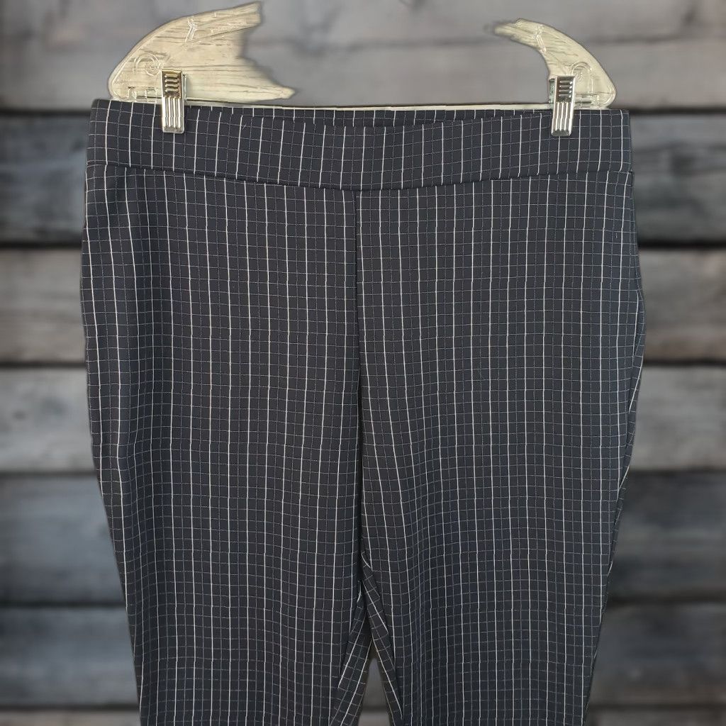 Vintage One5One Womens Ponte Knit Pull On Pants Sz Large Blue White High Rise Size 36" / US 14 / IT 50 - 1 Thumbnail
