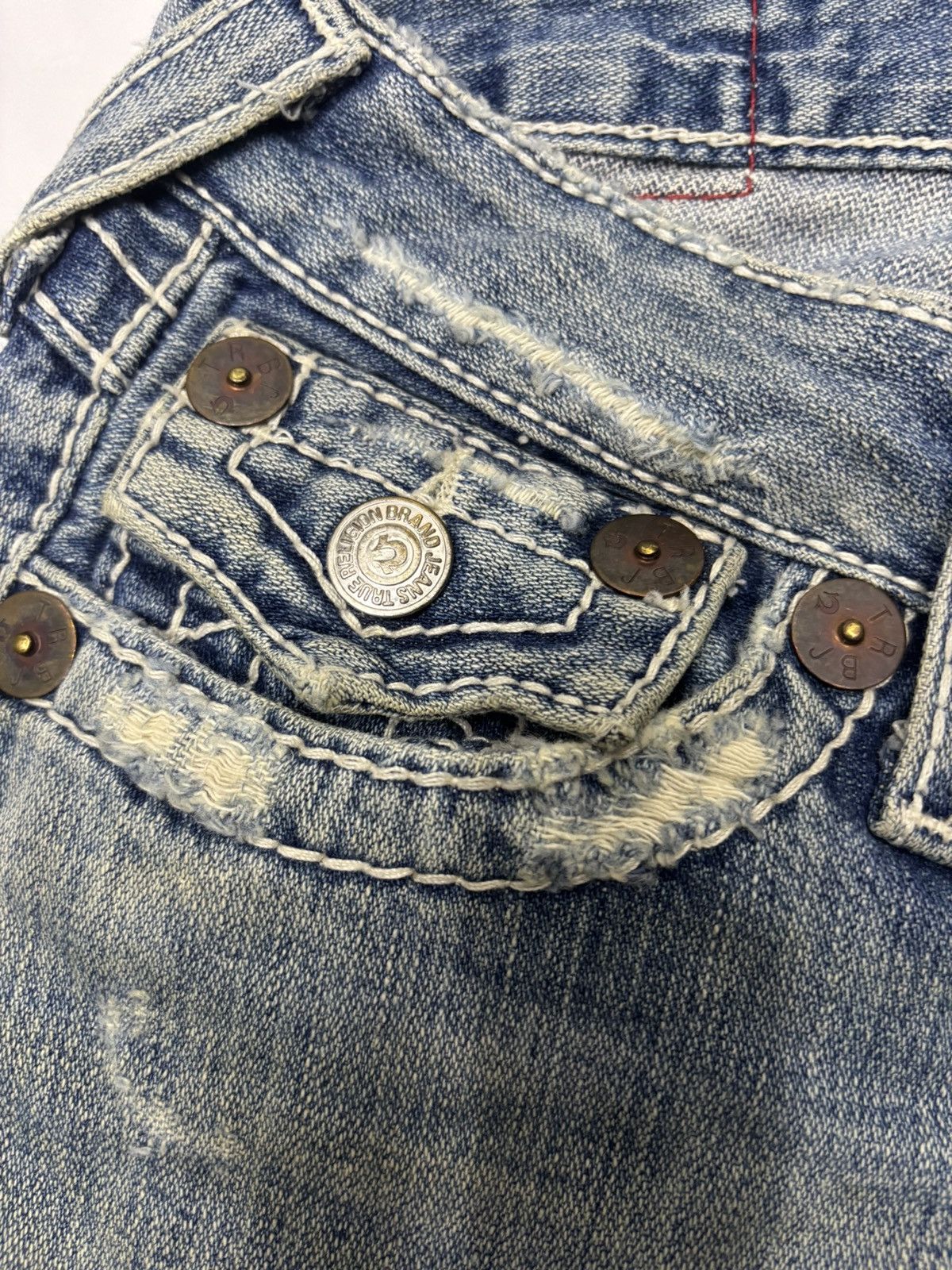 True Religion Flare Jeans True Religion Joey Big T Bootcut Distressed Jean Size 26" / US 2 / IT 38 - 13 Thumbnail