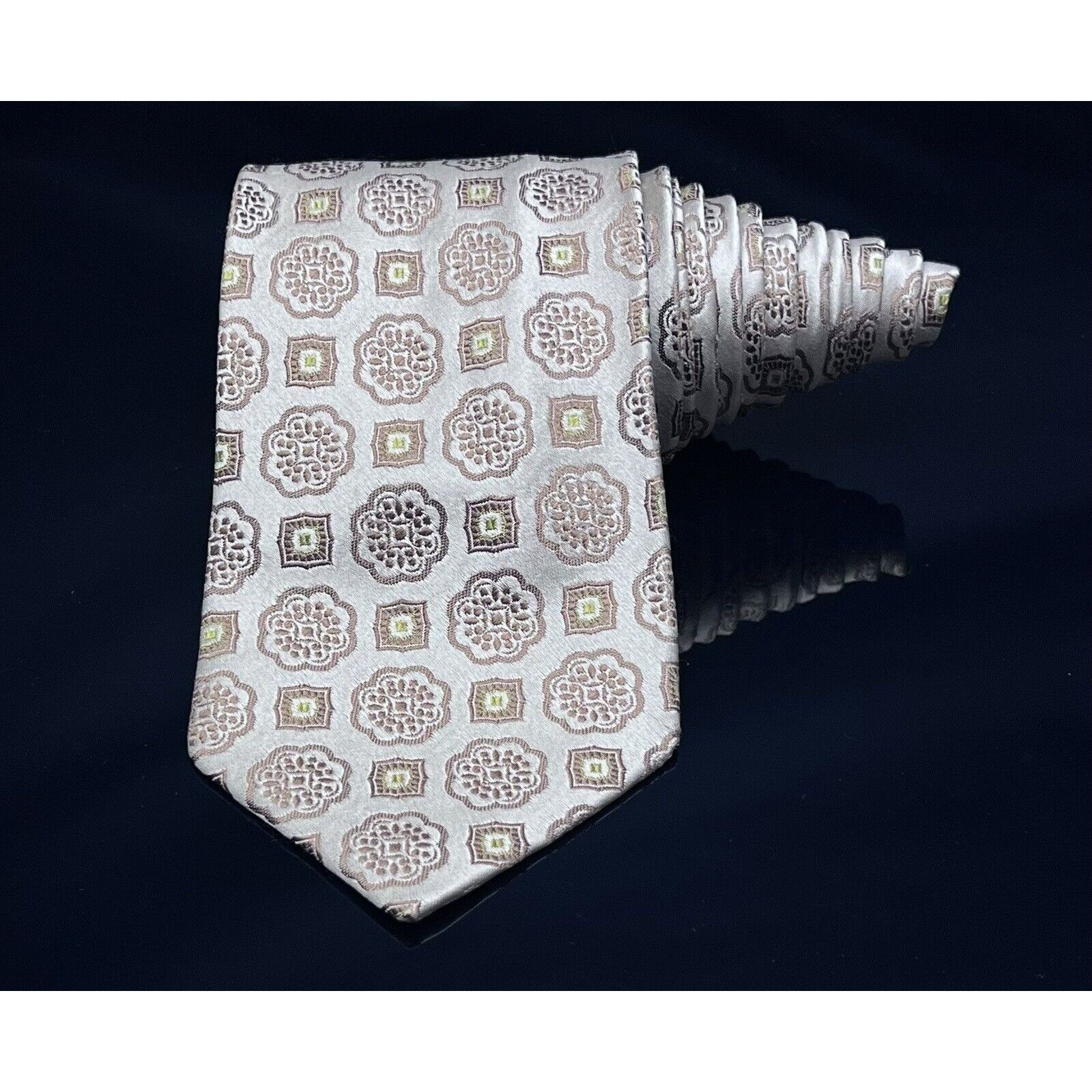 Ermenegildo Zegna Ermenegildo Zegna Tie Mens Gold Geometric Abstract Silk Ital Size ONE SIZE - 2 Thumbnail