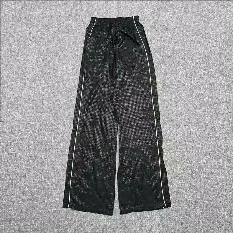 Balenciaga Balenciaga Black Shiny Houndstooth Wide Leg Casual Pants Size US 26 / EU 42 - 2 Thumbnail