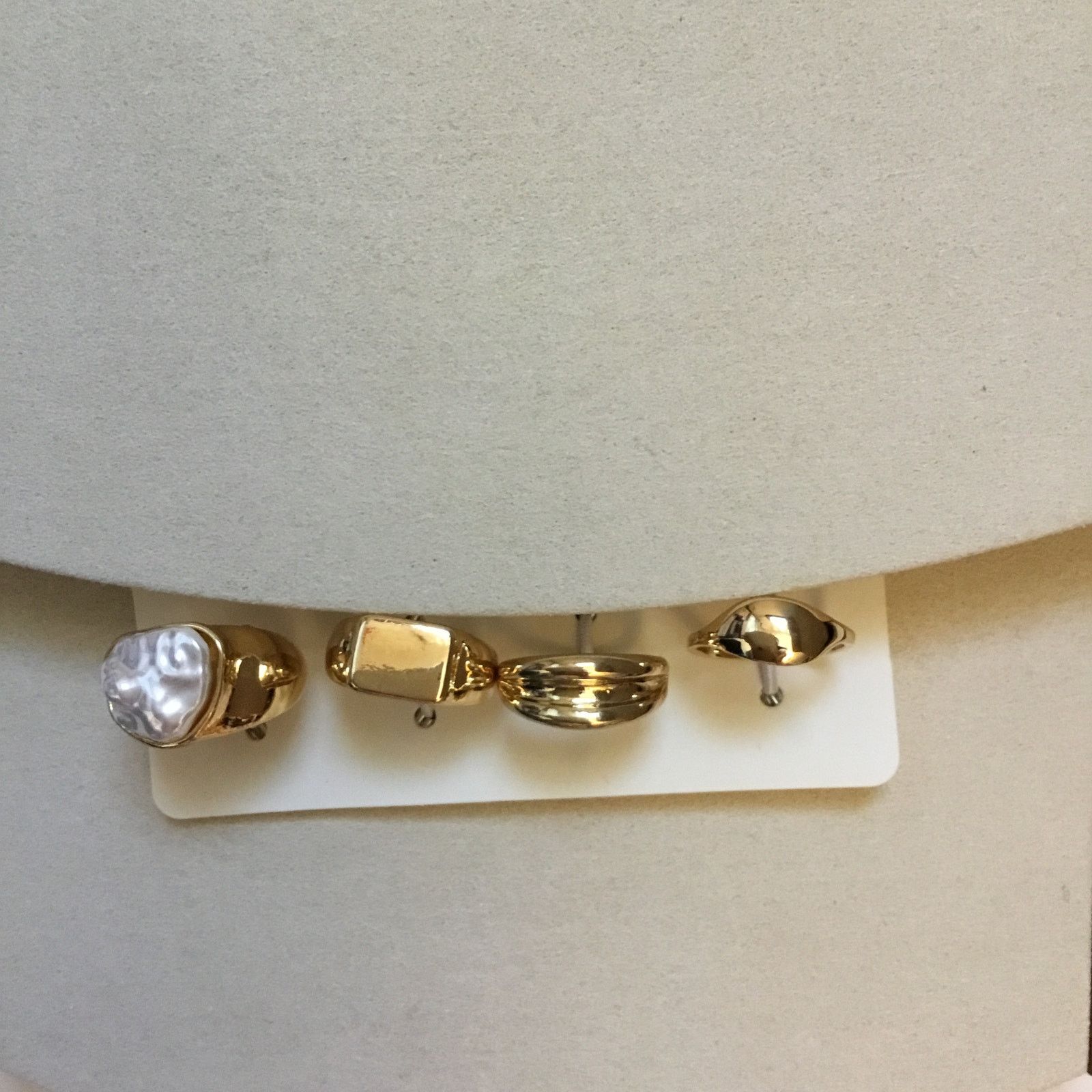 Other Gold Metallic Pearl Ring Set - Set of 4 Size ONE SIZE - 4 Thumbnail