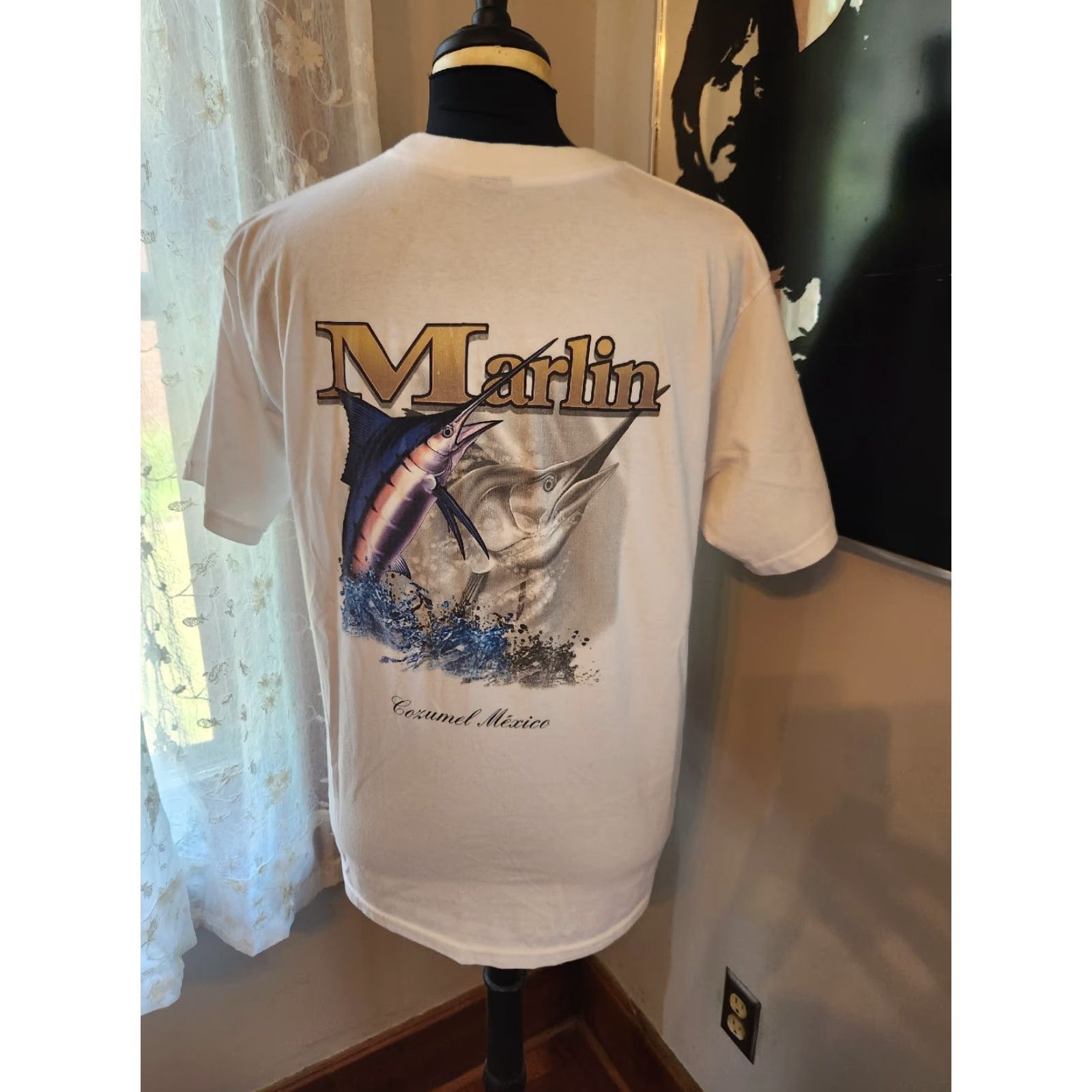 Doublet VINTAGE Dolphin's T-Shirt Men XL White 90s Double-Sided Heavyweight Cotton Marlin Cozumel Mexico Size US XL / EU 56 / 4 - 3 Thumbnail