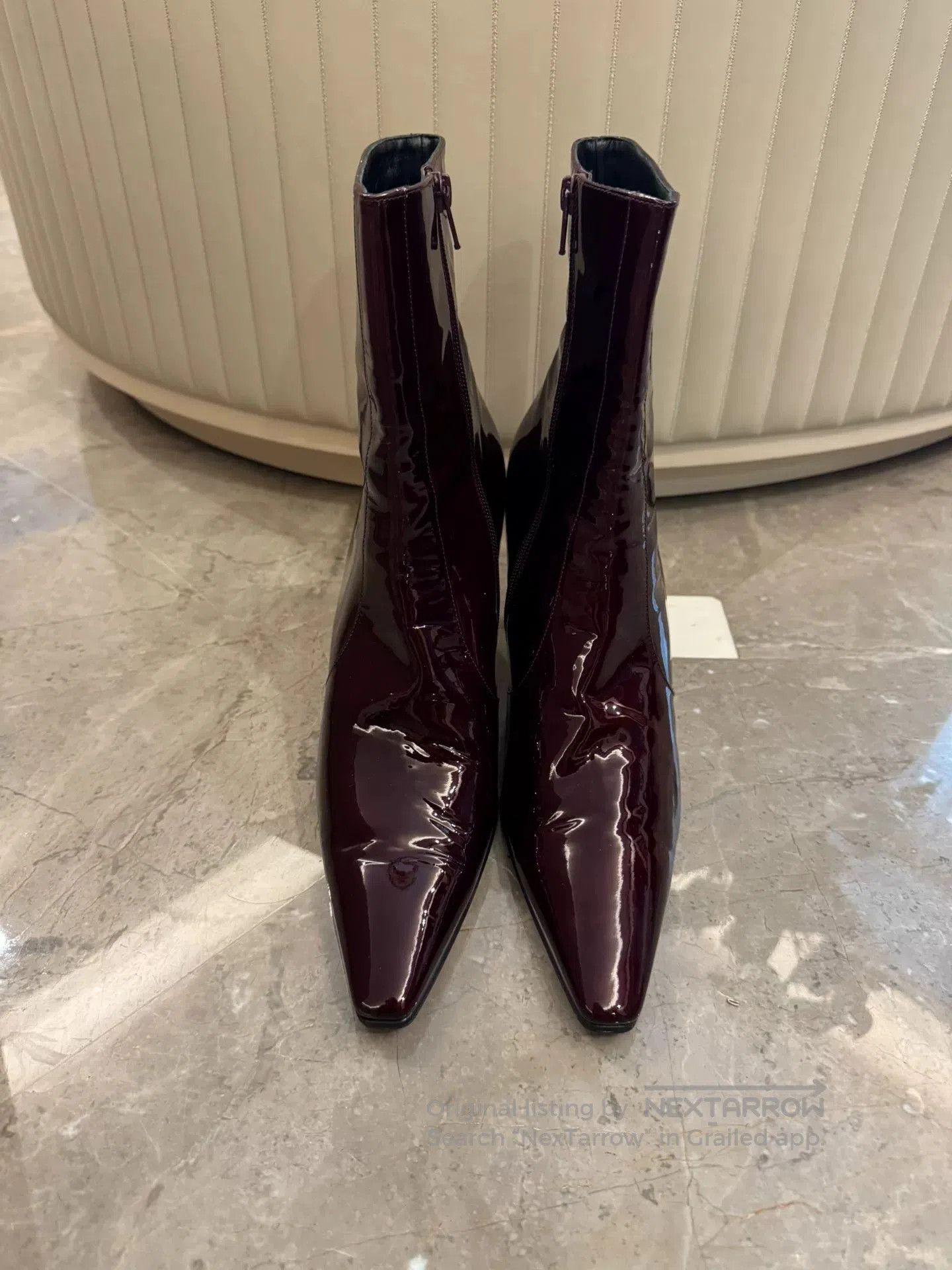 Yves Saint Laurent Saint Laurent Burgundy Patent Leather Ankle Boots. Size US 10.5 / IT 40.5 - 2 Thumbnail