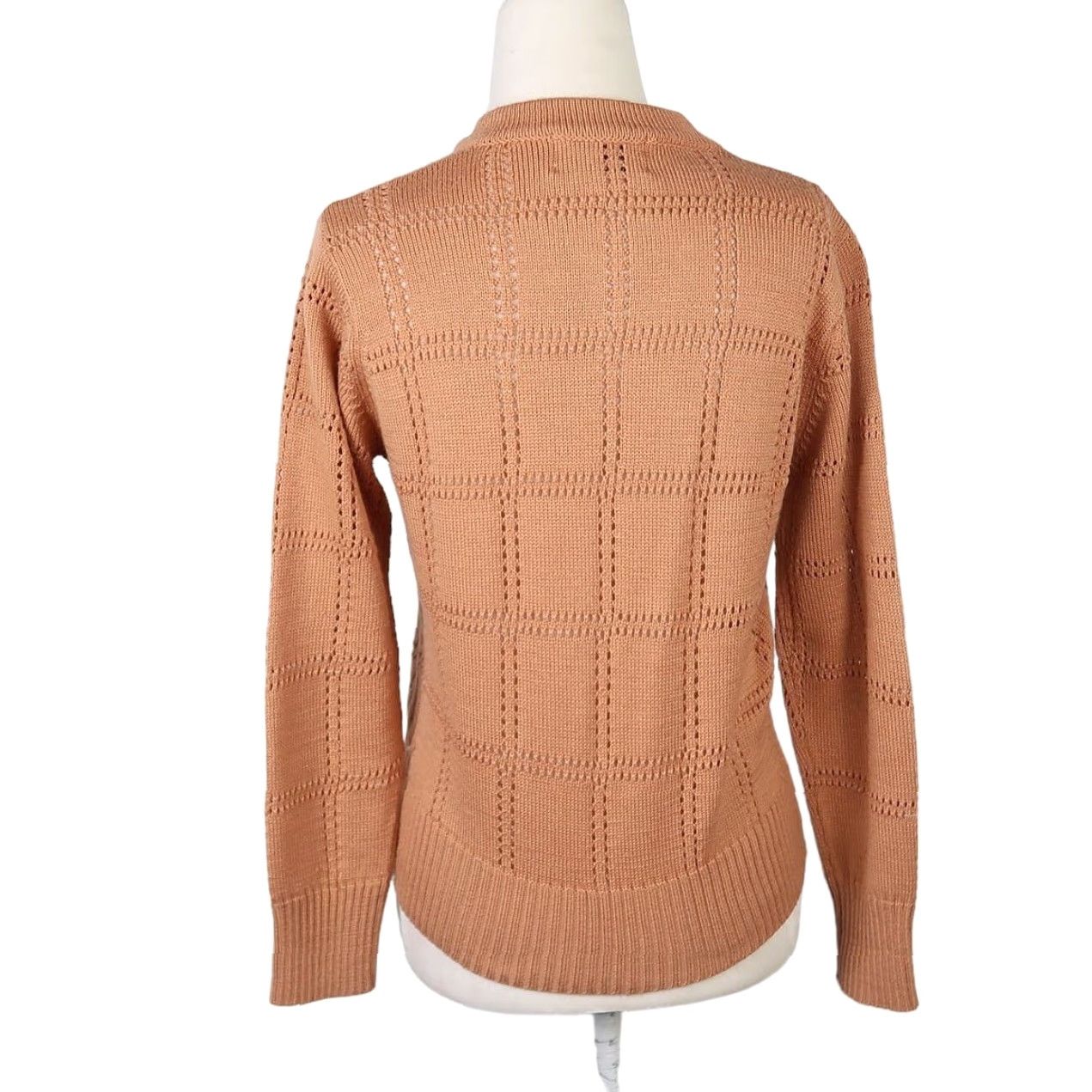 Camel VINTAGE Loubella Extendables Cardigan Sweater S Women Camel Tan Grid Knit Long Sleeve 70s Size S / US 4 / IT 40 - 4 Thumbnail