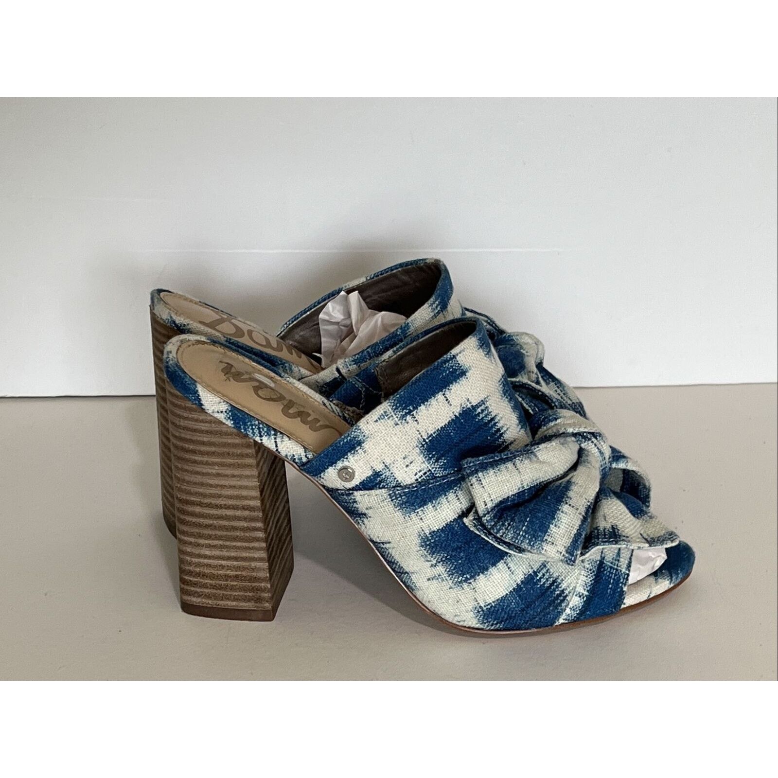 Sam Edelman Yumi Blue Bow High heel 3” peep toe sandals 6.5M slip-ons Size US 6.5 / IT 36.5 - 7 Thumbnail