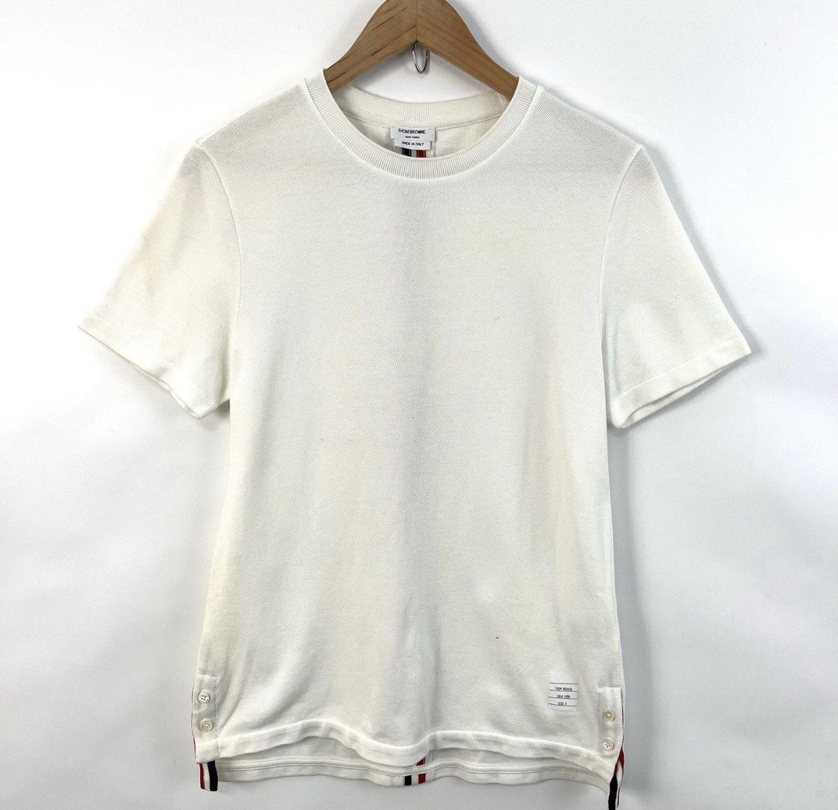 Thom Browne Thom Browne White Short Sleeve with Back Stripe K12 Size US XS / EU 42 / 0 - 1 Thumbnail