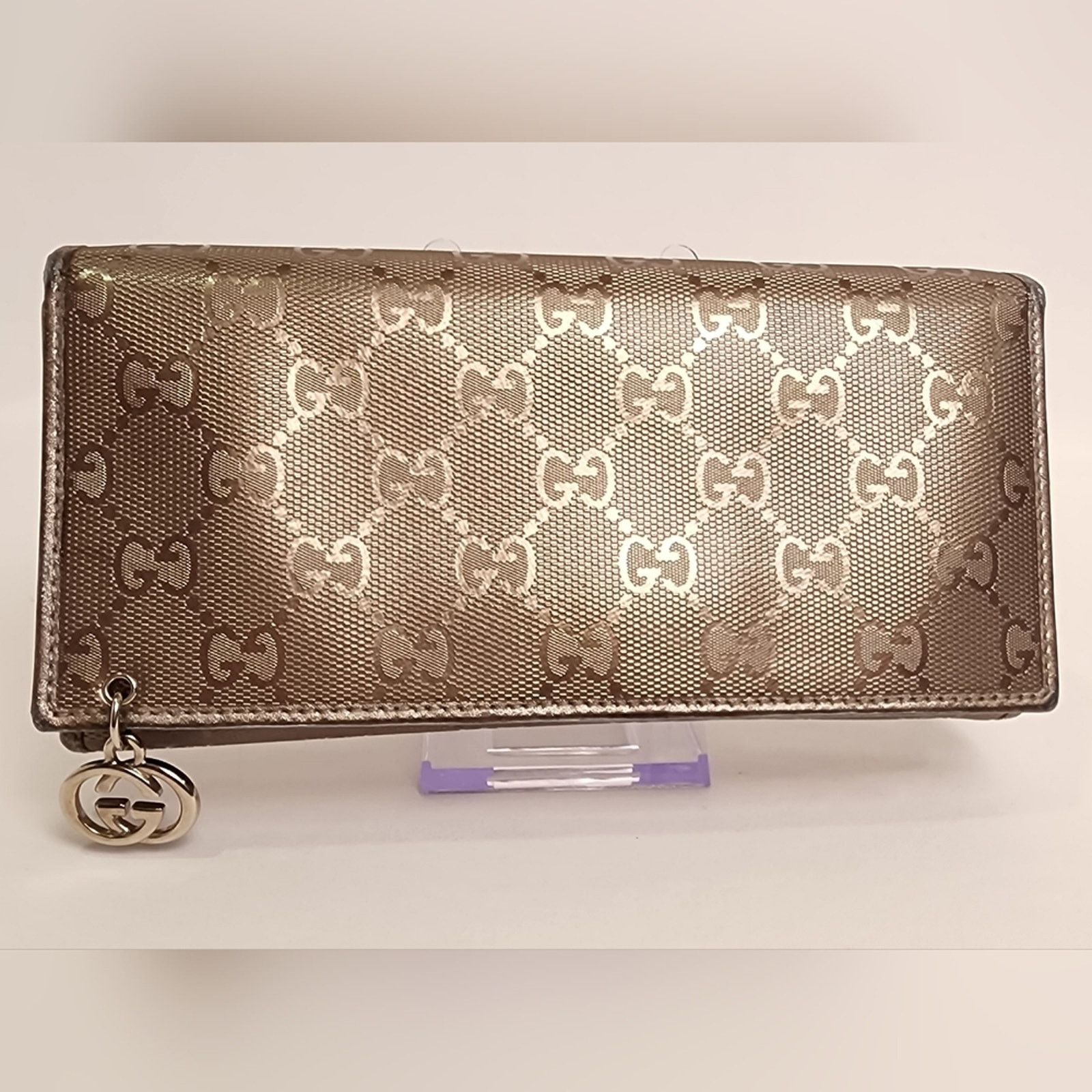 Gucci Gucci GG Imprime Continental Wallet Metallic Silver/Grey WOC Size ONE SIZE - 2 Thumbnail