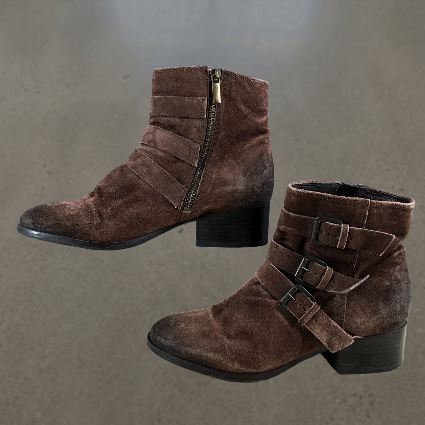 Clarks Clarks Boots Womens 8 Ankle Biker Buckles Distressed Leather Brown Size US 8 / IT 38 - 1 Thumbnail