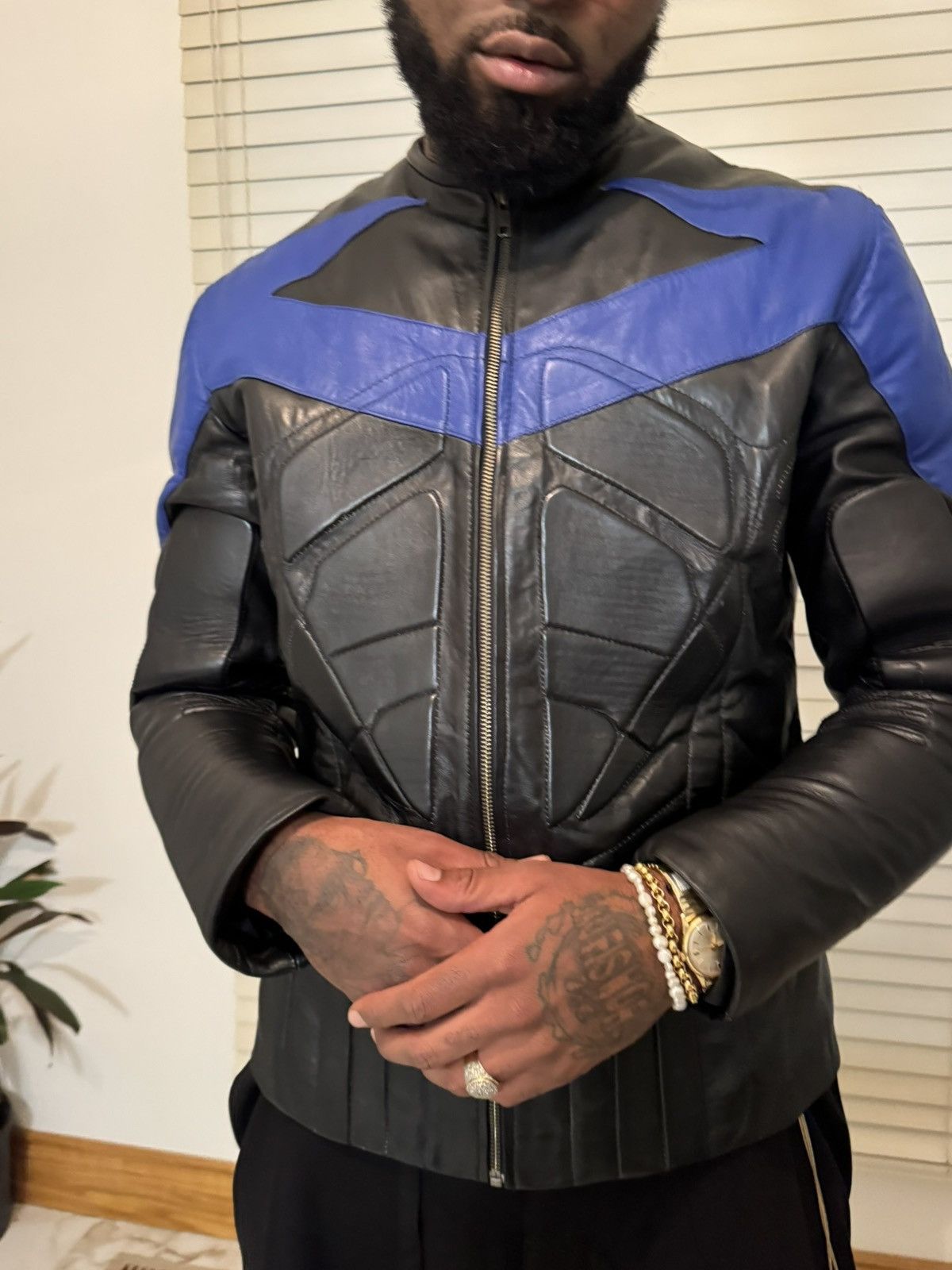 Genuine Leather Vintage Night-wing Batman Black Leather Motorcycle Jacket Size US L / EU 52-54 / 3 - 15 Thumbnail