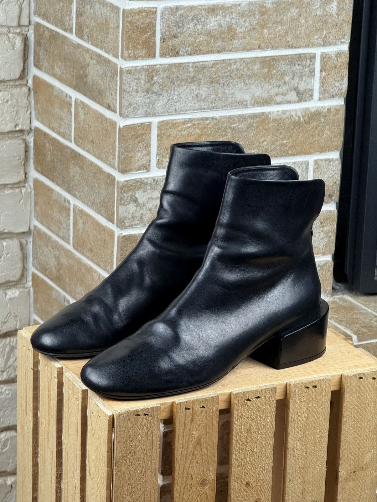 Marsell Marsell Black Leather Basata Ankle Back Zip Boots Size Size US 10 / IT 40 - 2 Thumbnail
