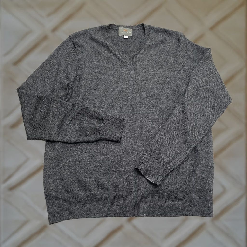 Vintage Thomas Dean & Co. Wool Blend Pullover Sweater Mens Small Charcoal V-Neck Classic Size US S / EU 44-46 / 1 - 1 Thumbnail