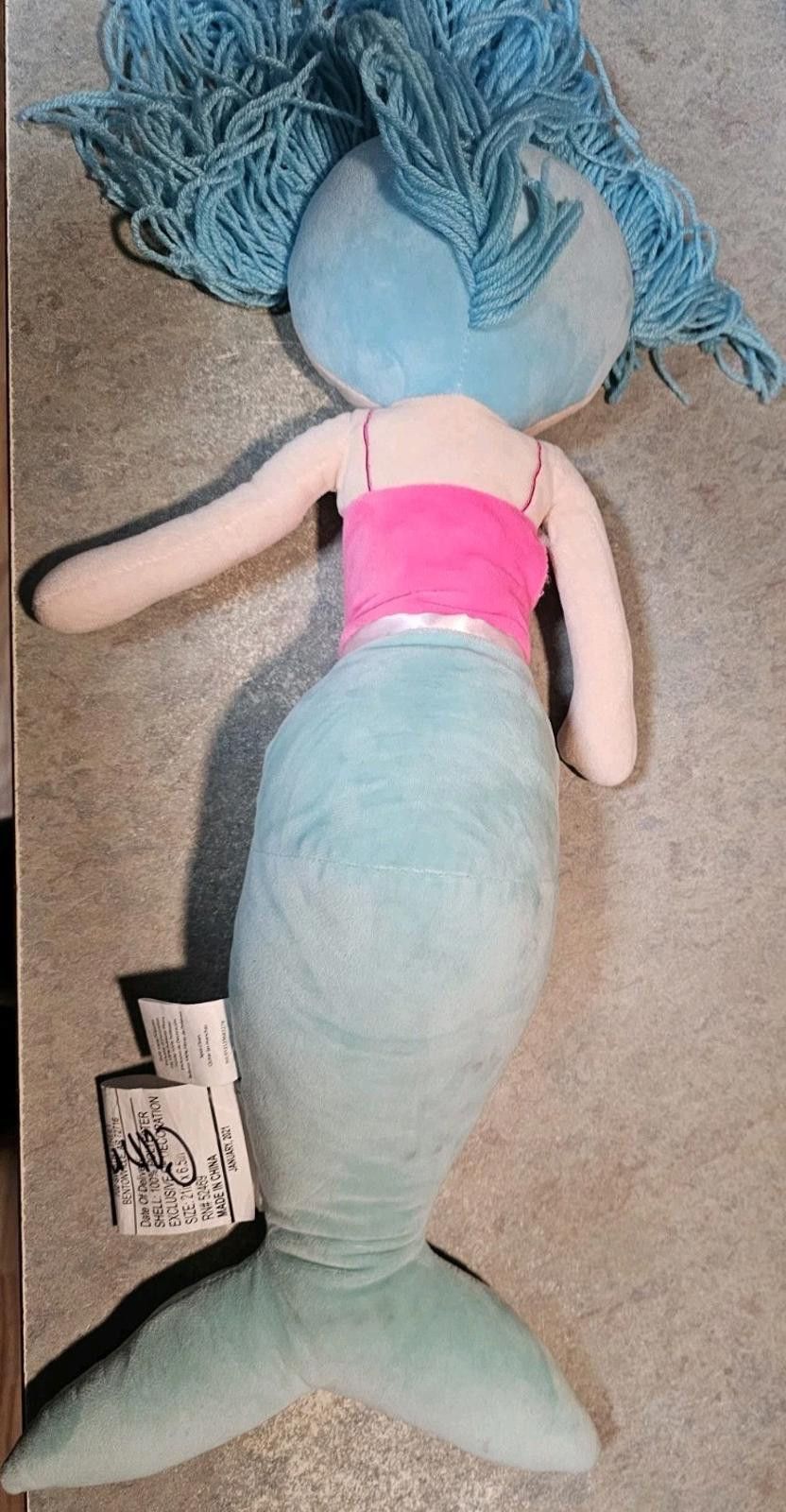 Other Mermaid Stuffed Animal Lovey Plush 22" Blue Yarn Sleep Doll Size ONE SIZE - 4 Thumbnail