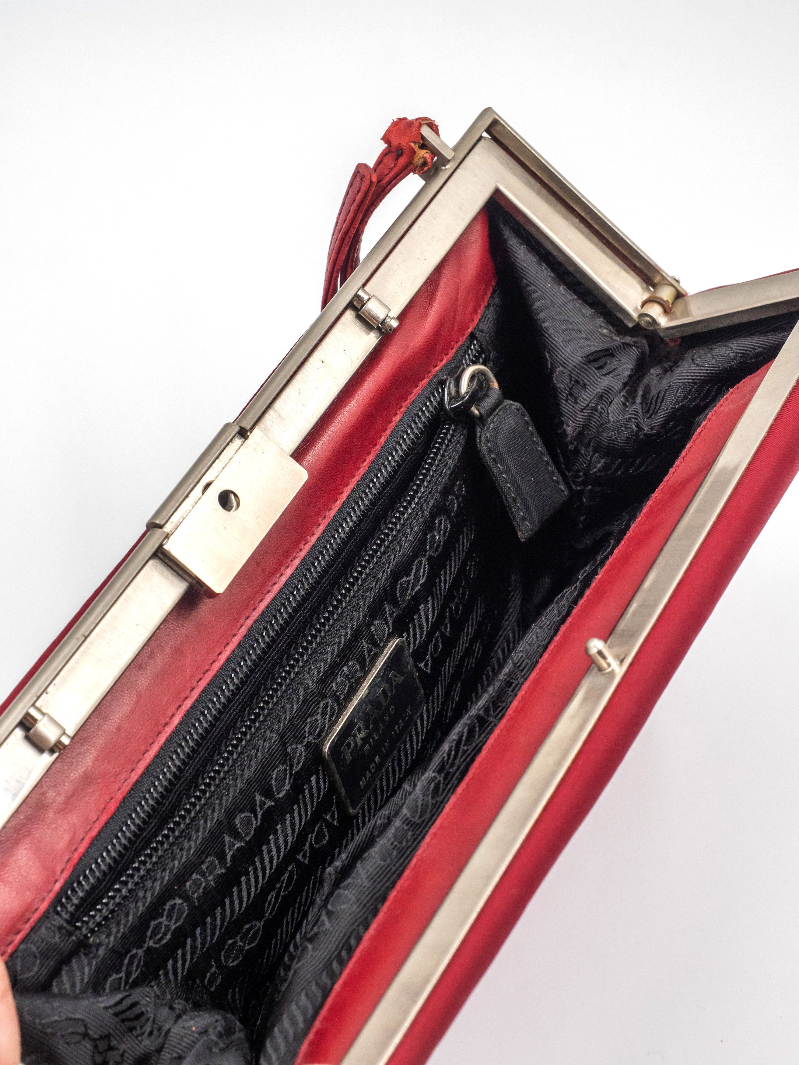 Prada Red Nylon Leather Shoulder Bag Size ONE SIZE - 8 Thumbnail