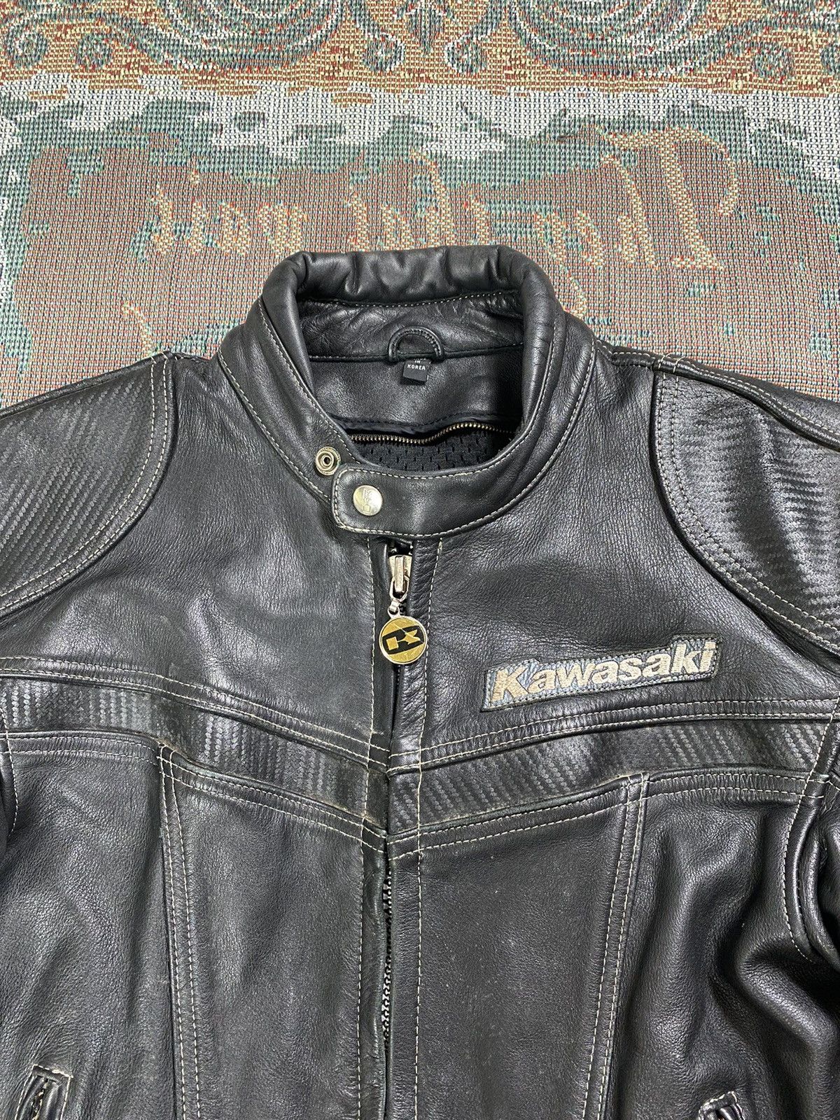 Vintage Kawasaki (Biker) Padded Leather Jacket Size US S / EU 44-46 / 1 - 6 Thumbnail