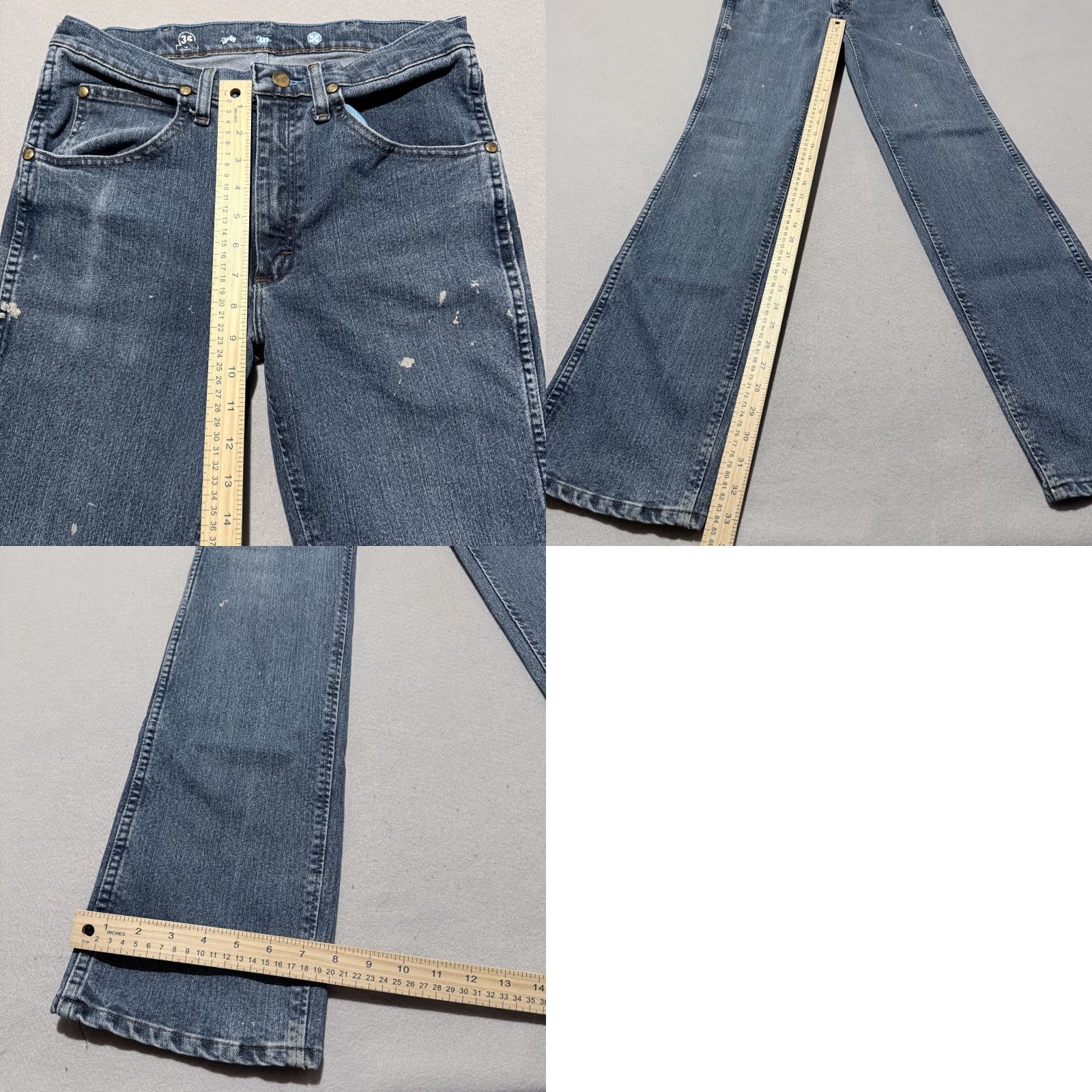 Wrangler Wrangler Cowboy Cut Jeans Men Blue Denim Paint Splatter Slim Fit Zip Fly - 30X34 Size US 30 / EU 46 - 9 Thumbnail