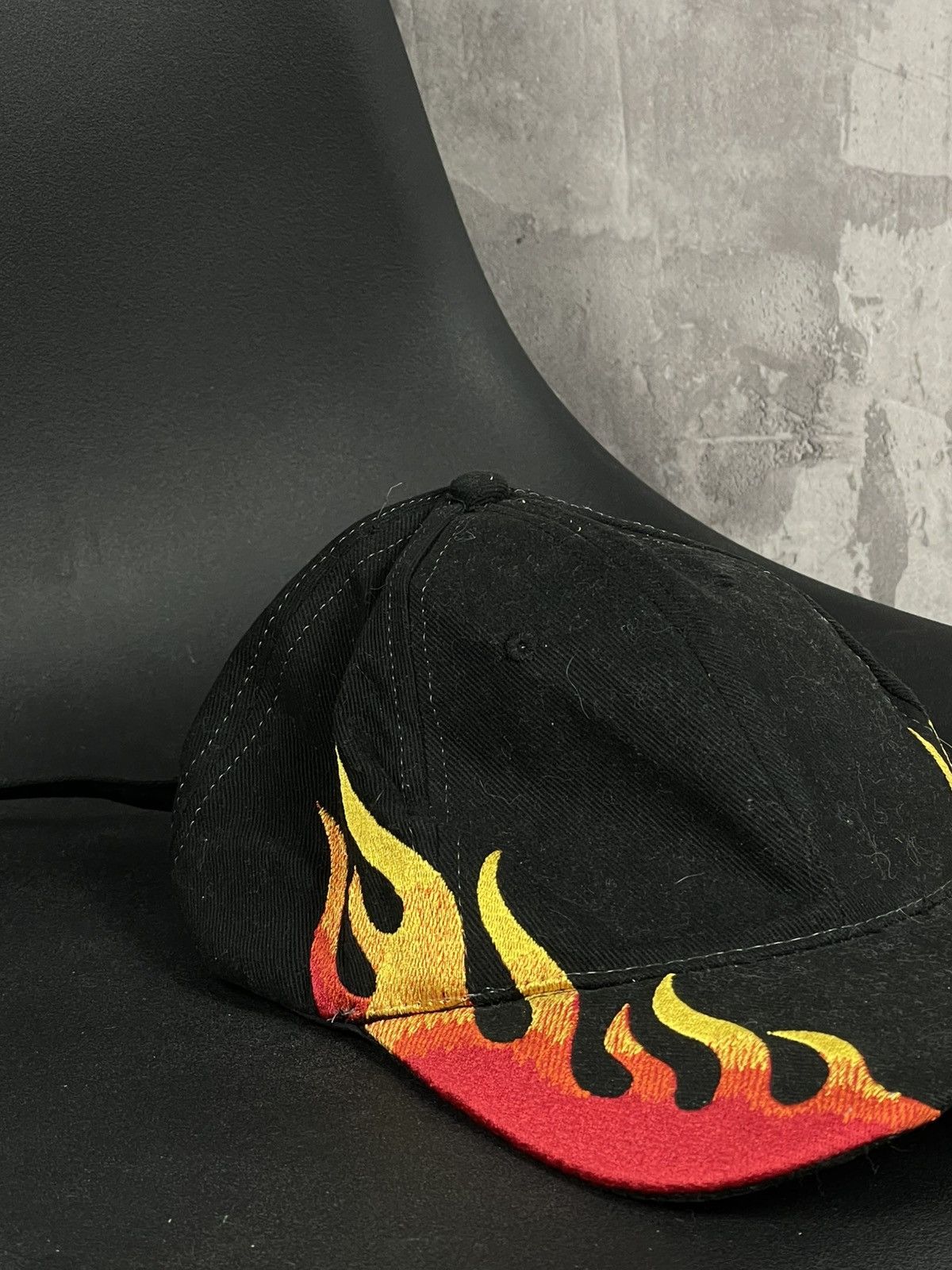 Vintage Vintage 00s Black Fire Y2K Cap Hat Size ONE SIZE - 2 Thumbnail