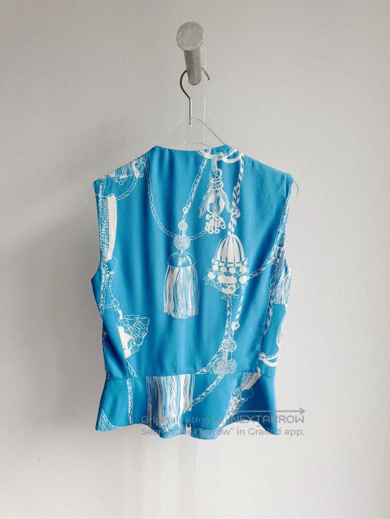 Hermes Hermes Blue chain print silk vest, 100% mulberry silk fabr Size XS / US 0-2 / IT 36-38 - 2 Thumbnail
