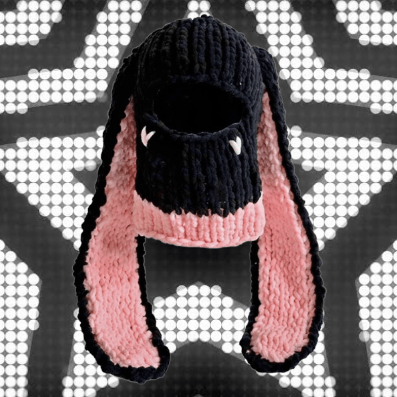 Other BL4NKF4CE Knitted Rabbit Ears Crochet Balaclava Hat Size ONE SIZE - 1 Thumbnail