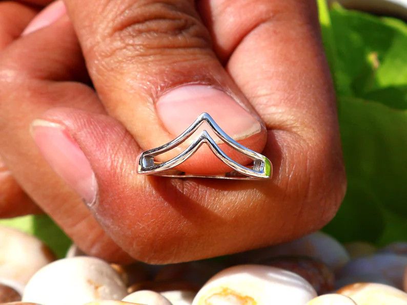 Handmade Handmade Chevron Ring, 925 Silver Ring, Unisex Gift For Her Size ONE SIZE - 1 Thumbnail