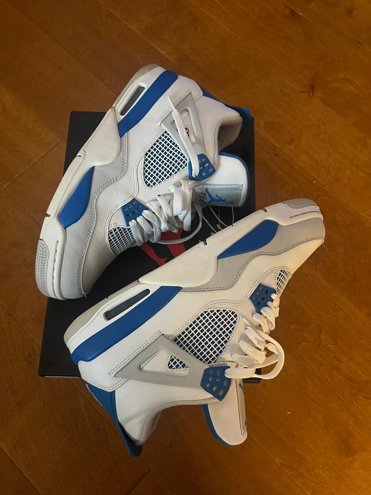 Pre-owned Jordan Nike Jordan 4 Retro Military Blue Shoes In White
