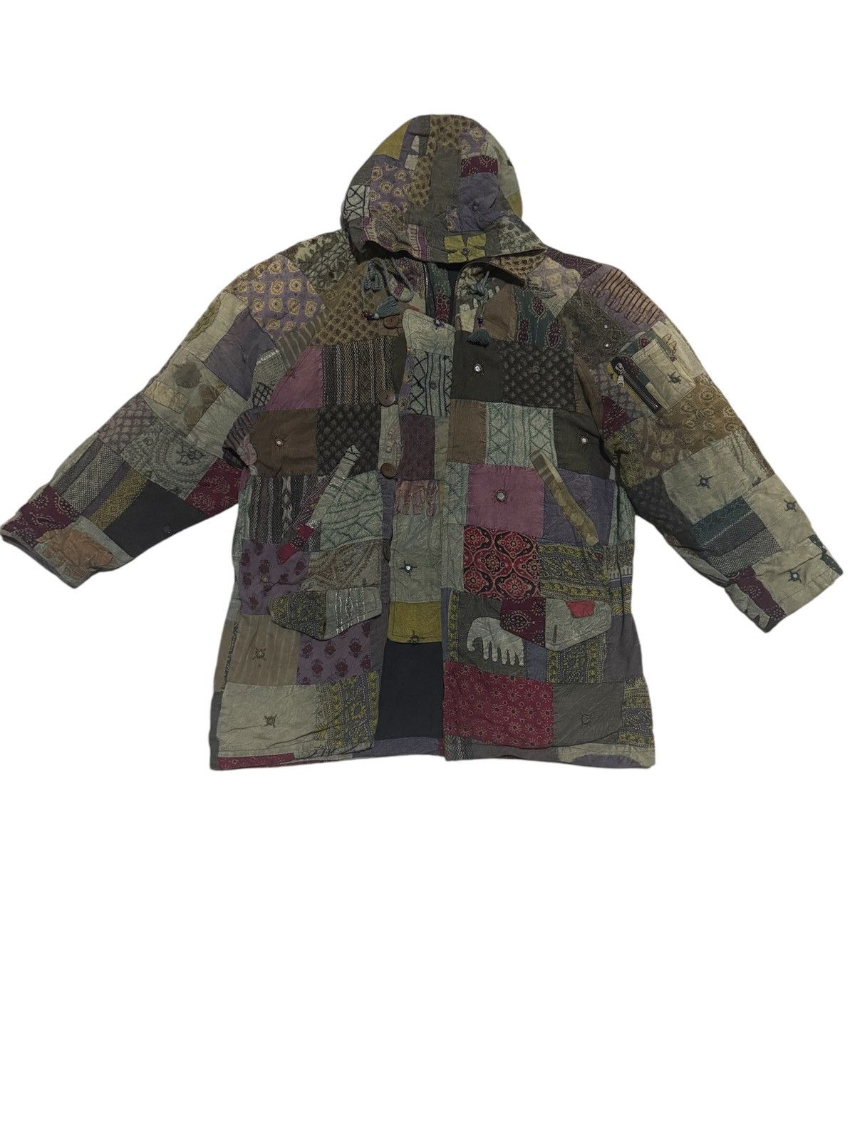 If Six Was Nine × Japanese Brand × Le Grande Bleu (L.G.B.) Vtg Japan Patchwork Sashiko Heavy Jacket Hoodie Size US L / EU 52-54 / 3 - 1 Thumbnail