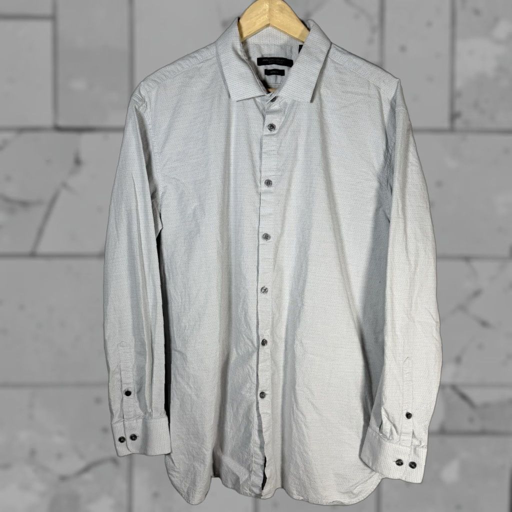 John Varvatos John Varvatos Shirt Slim Fit Button-Down Long Sleeve Men XL Gray Size US XL / EU 56 / 4 - 1 Thumbnail