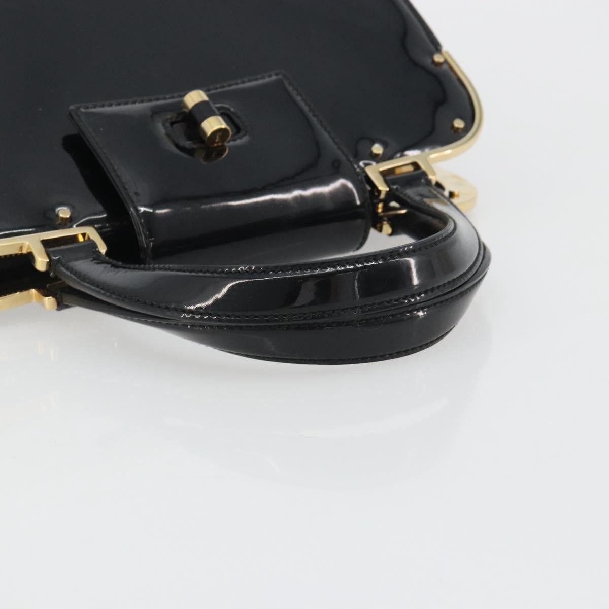 Saint Laurent Paris SAINT LAURENT Hand Bag Patent Leather Black Gold Auth Size ONE SIZE - 7 Thumbnail