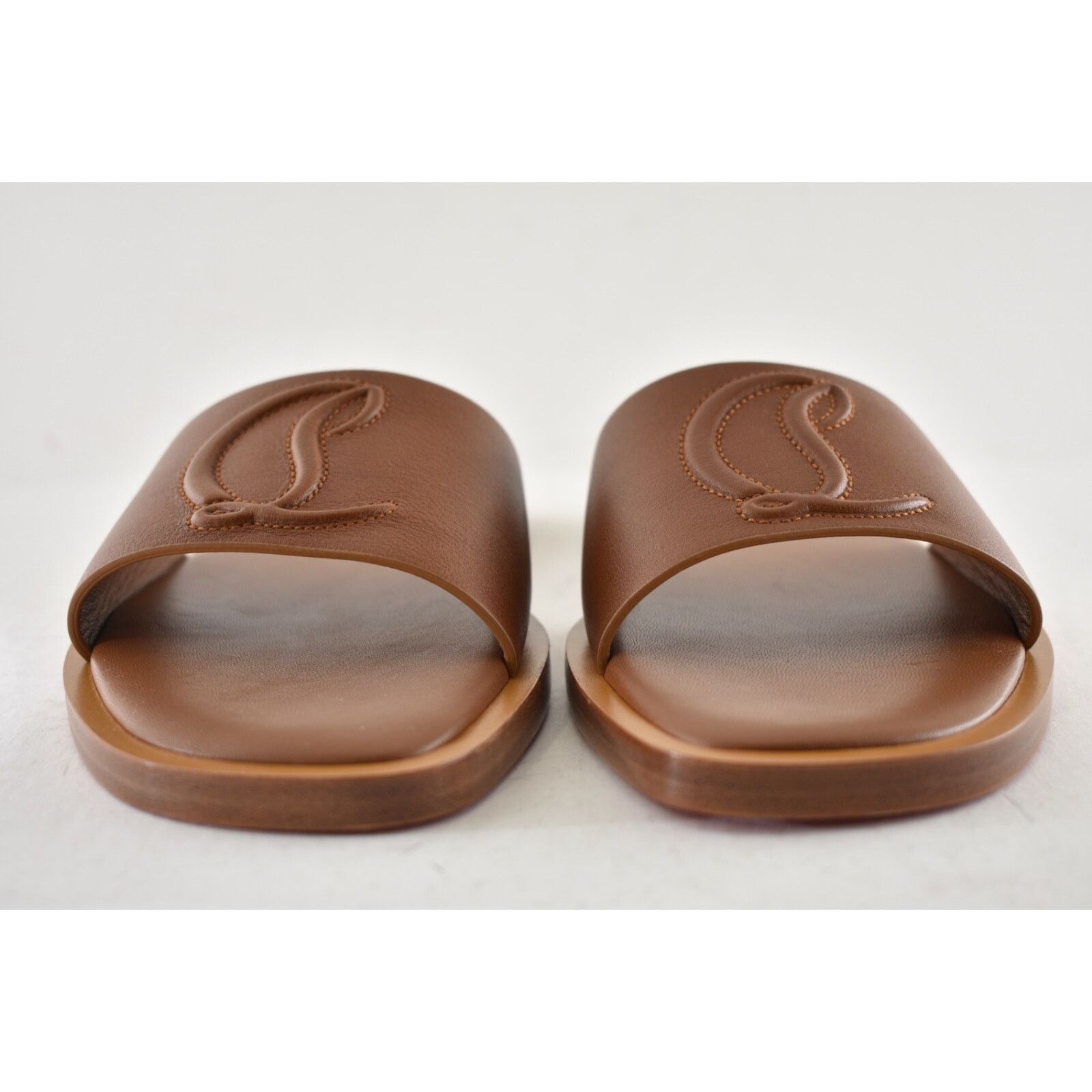 Christian Louboutin Christian Louboutin CL Mule Flat Cuoio Brown Leather Slide Size US 9.5 / IT 39.5 - 10 Thumbnail