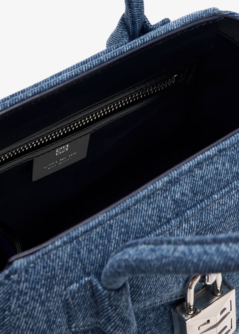Givenchy o1srvl11e0625 Size:OS/Mini Antigona Lock Bag in Blue Denim Size ONE SIZE - 4 Thumbnail