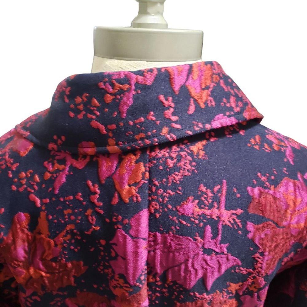 Chicos CT819 Chico's Tapestry Mid-thigh Fuchsia & Black Blazer Size XL / US 12-14 / IT 48-50 - 7 Thumbnail