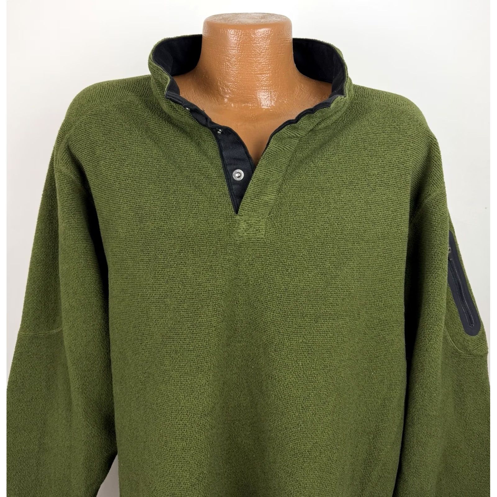 ExOfficio Ex Officio Fleece Pullover Mens 2XL Olive Green Snap Placket Outdoors 90s Shirt Size US XXL / EU 58 / 5 - 2 Thumbnail