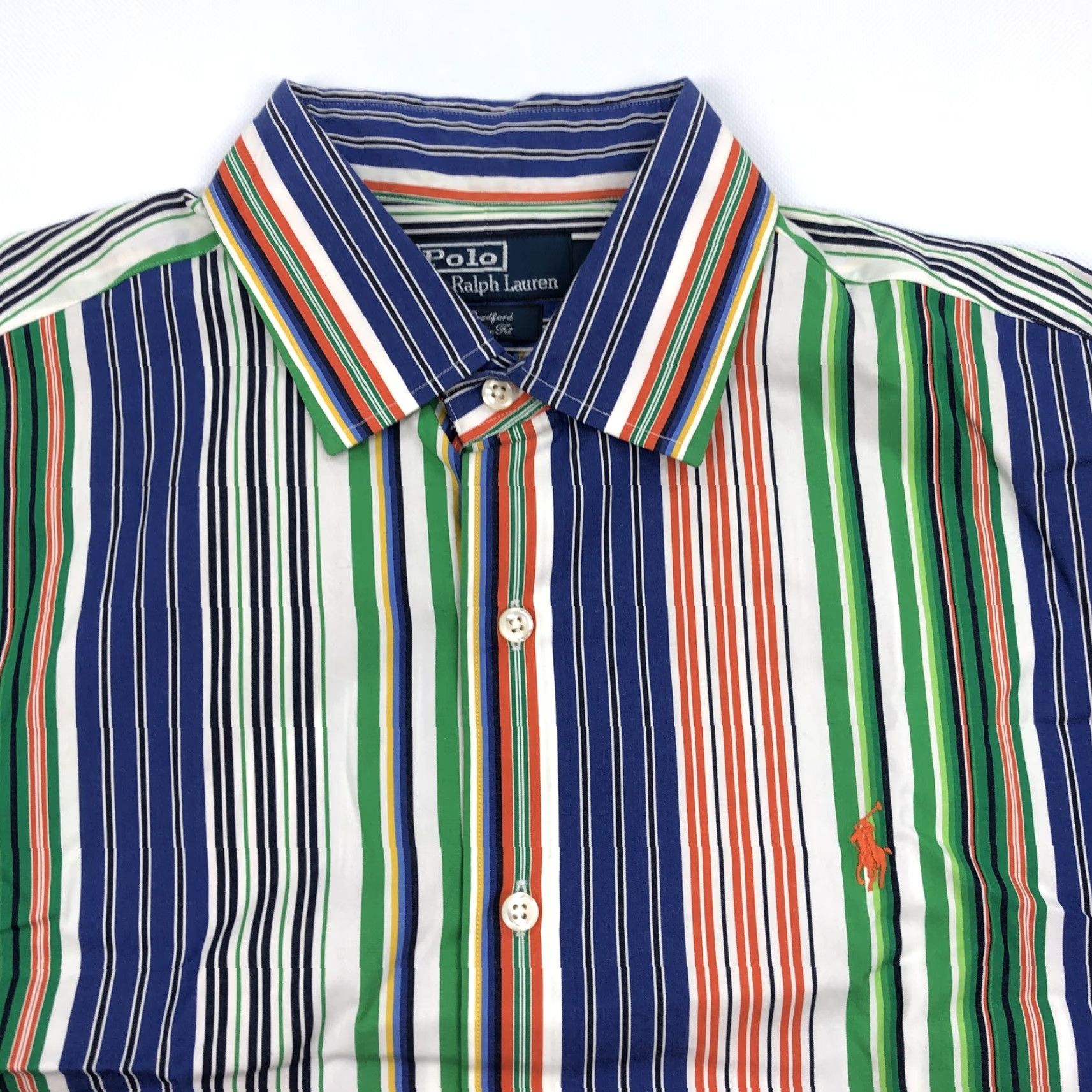 Polo Ralph Lauren Polo Ralph Lauren Shirt Bradford Classic Fit Multi-Stripe Button-Down Mens L Navy Green Orange White Black Size US L / EU 52-54 / 3 - 3 Thumbnail