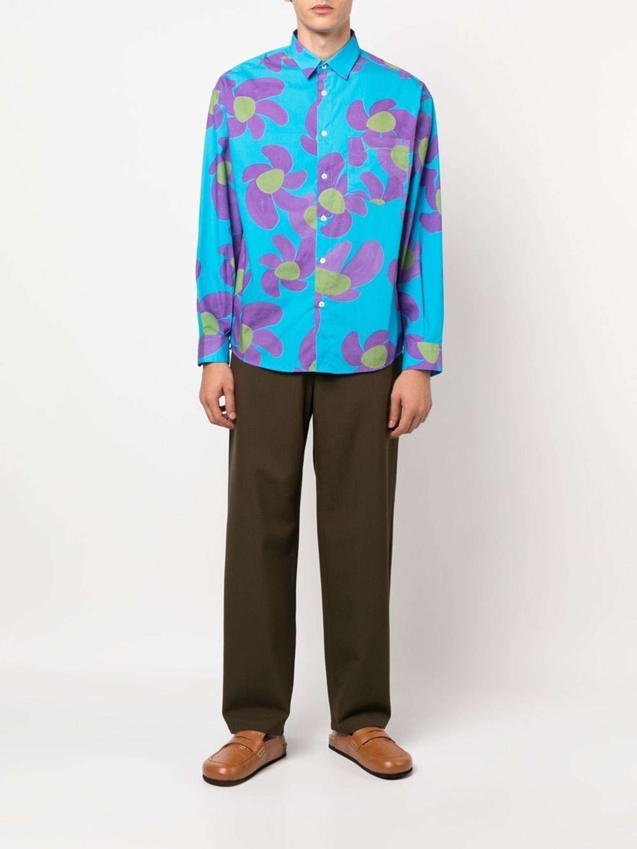 Jacquemus Blue Simon Floral Embroidered Logo Shirt Size US S / EU 44-46 / 1 - 4 Thumbnail