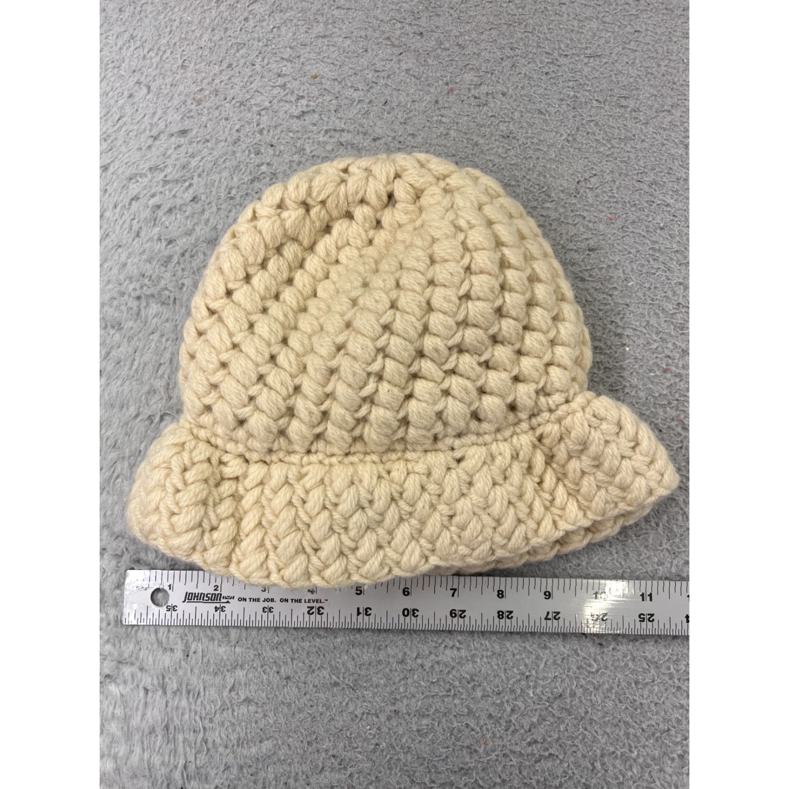 Vintage Handmade Ivory Knit Bucket Beanie Womens One Size Crochet Outdoor Hat Size ONE SIZE - 3 Thumbnail