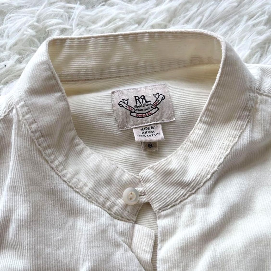 Ralph Lauren RRL RALPH LAUREN CORDUROY SHIRT SIZE S IVORY LONG SLEEVE BAND COLLAR USED MEN Size US S / EU 44-46 / 1 - 4 Thumbnail