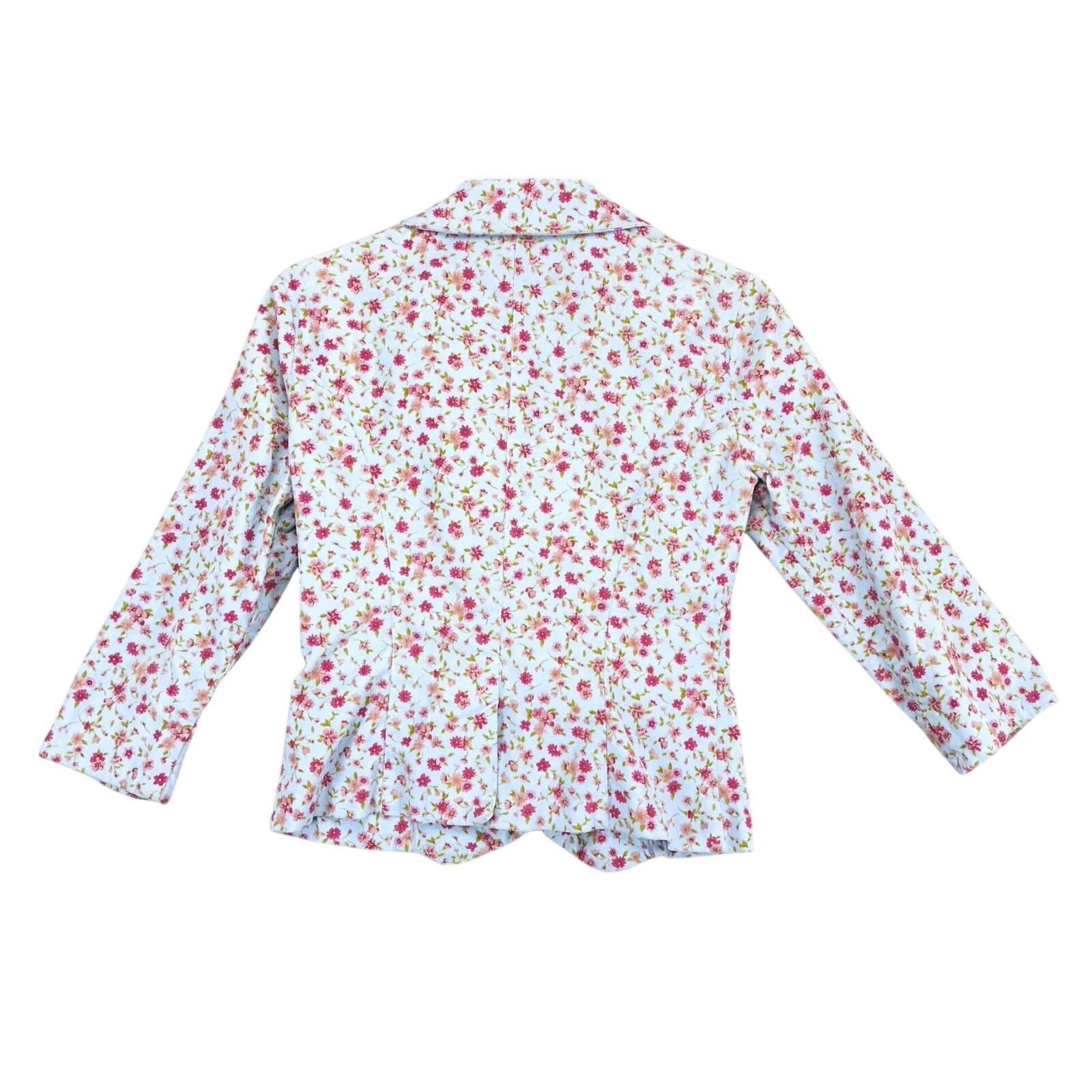 Vintage Vtg 90s Violet Blue Floral Corduroy Women's M Blazer Jacket Size M / US 6-8 / IT 42-44 - 3 Thumbnail