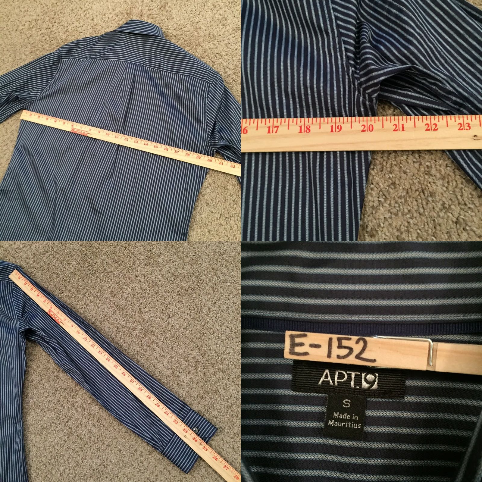 Apt. 9 Apt 9 Shirt Mens Small Blue Striped Long Sleeve Button Up New Size US S / EU 44-46 / 1 - 8 Thumbnail