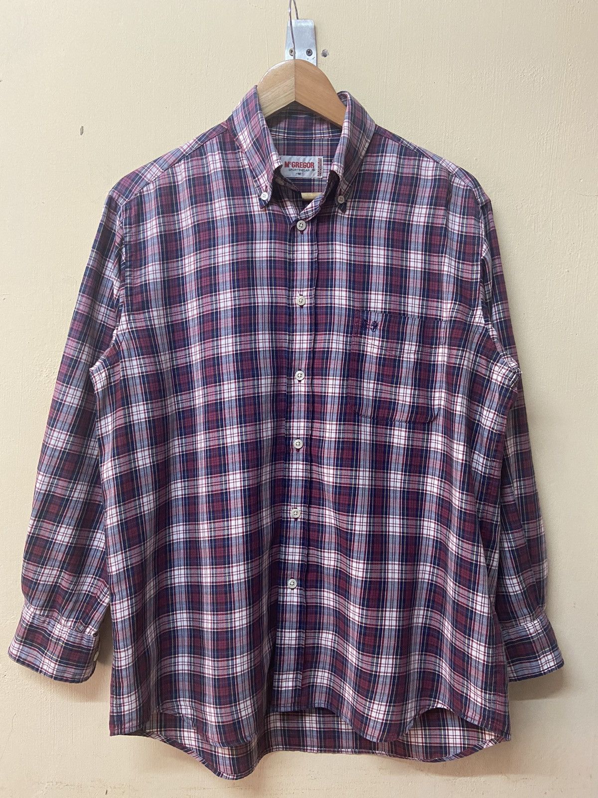 image of Vintage Mc Gregor Plain Tartan Flannel Shirt in Purple, Men's (Size Medium)