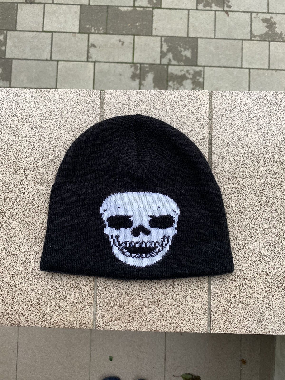 Japanese Brand × Vintage Vintage Y2K Skull Knitted mohair wool skeleton Beanie Hat Size ONE SIZE - 1 Thumbnail