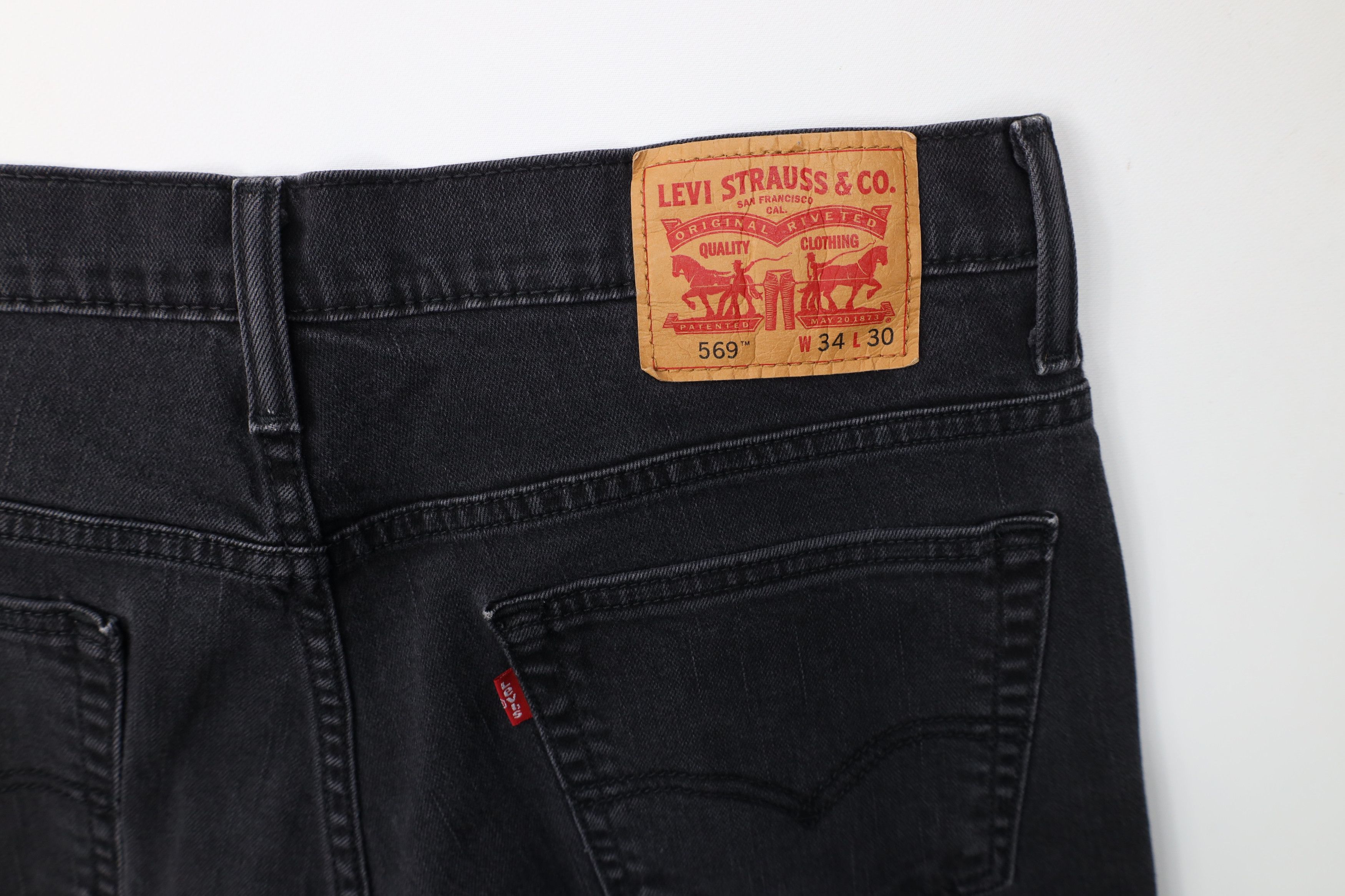 Levi's Vintage Y2K Levis 569 Straight Wide Leg Denim Jeans Black Size US 34 / EU 50 - 13 Thumbnail