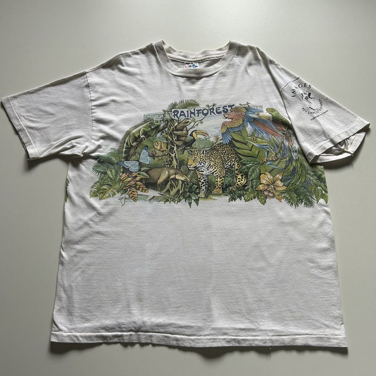 Hanes Vintage 90s Rainforest Wildlife Animal Art T Shirt XL Hanes Size US XL / EU 56 / 4 - 1 Thumbnail