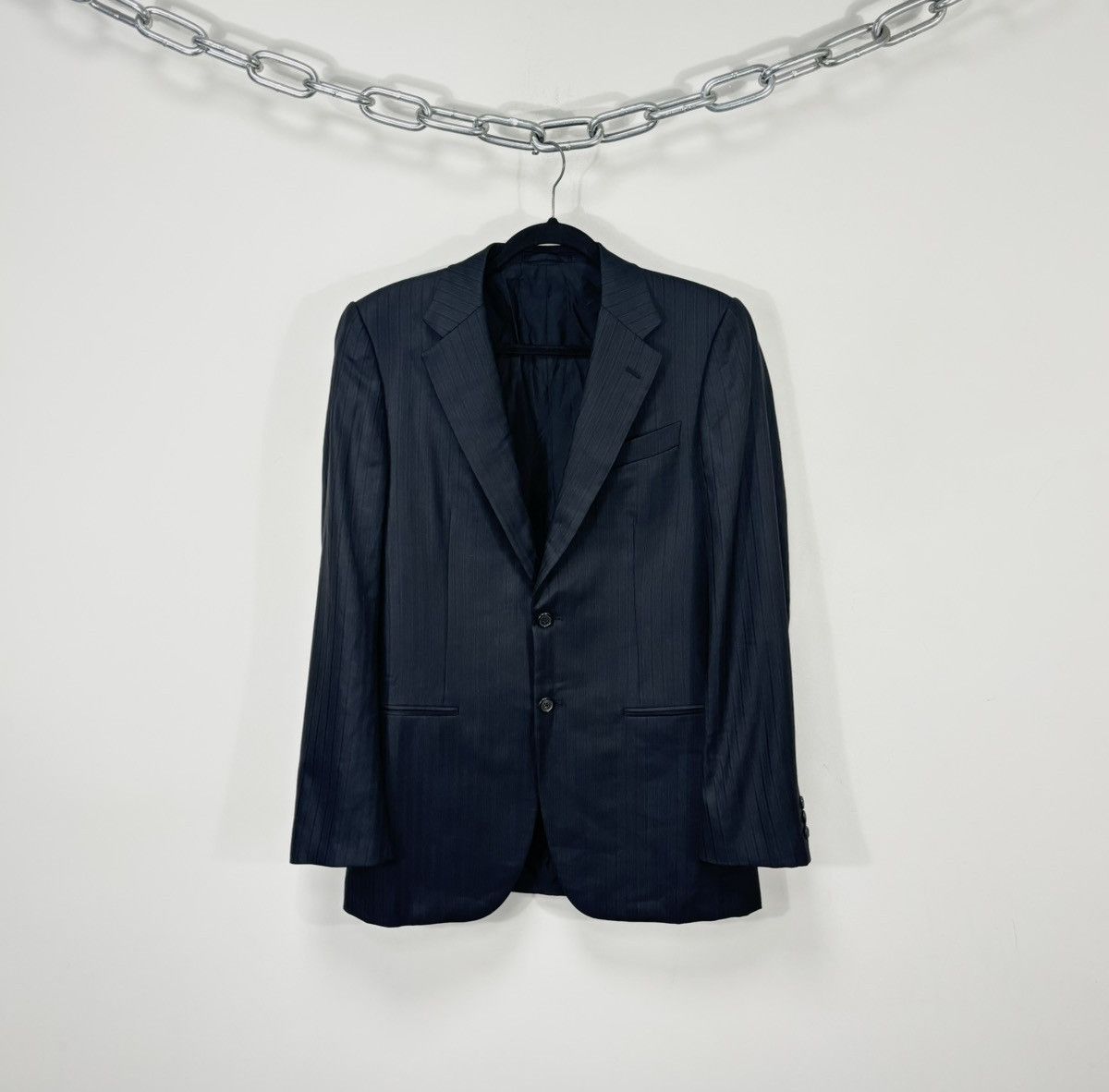 Prada Prada Vintage Men’s Striped Gray Wool Silk Blazer Jacket Size 38R - 1 Thumbnail