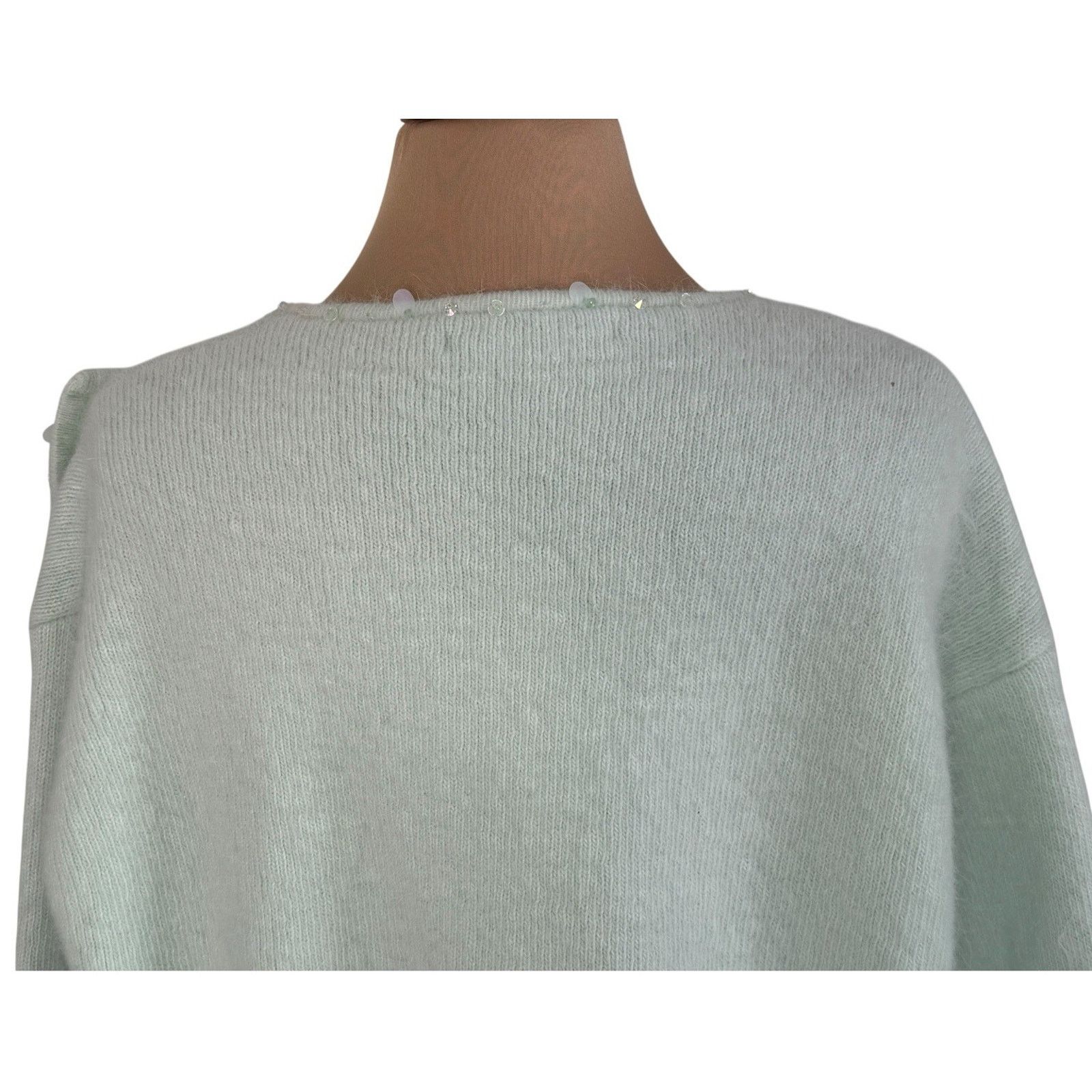 Other MARIE ELIE Mint Green Bow Embellished Angora Wool Sweater M Size M / US 6-8 / IT 42-44 - 10 Thumbnail