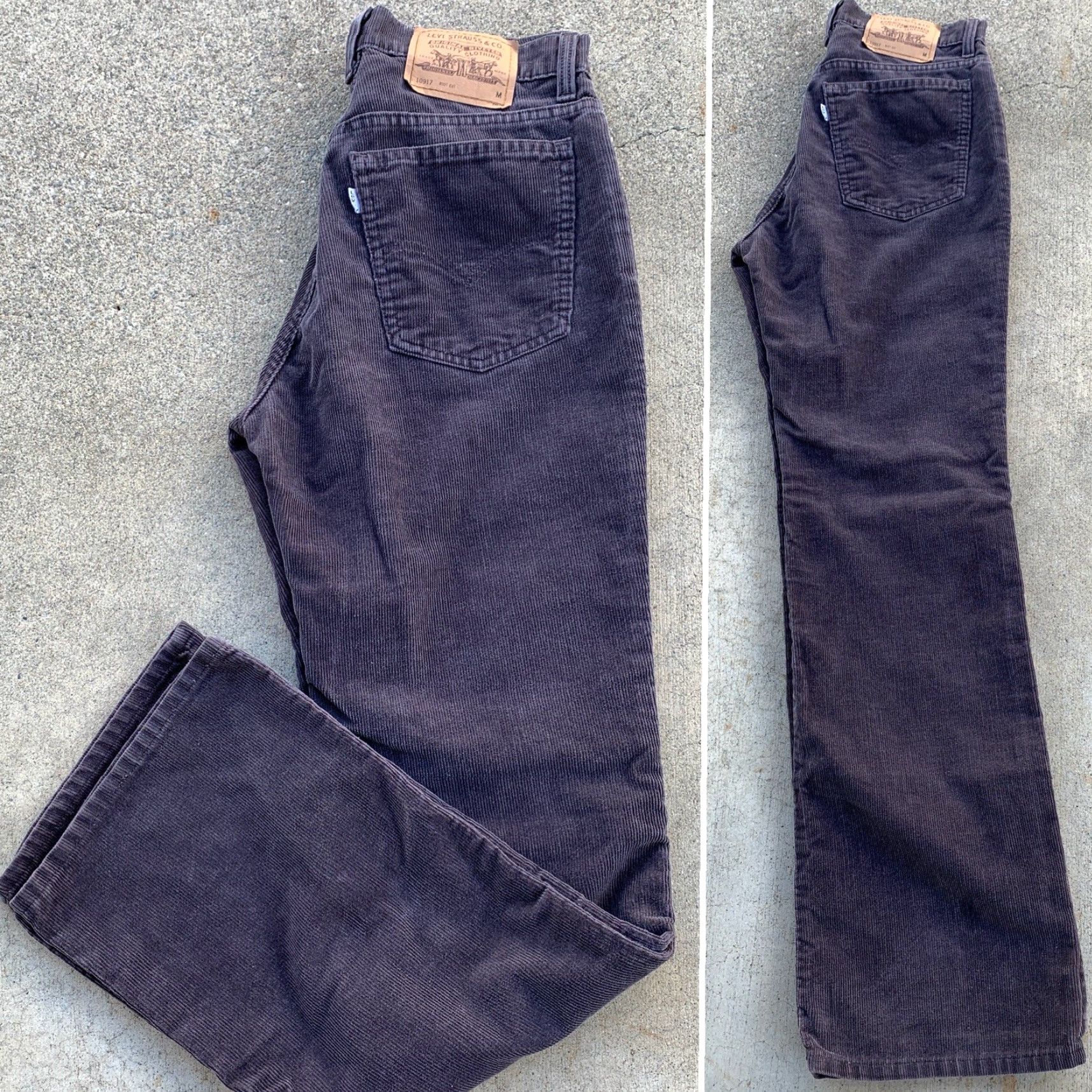 Levi's VINTAGE Levi's 917 Boot Cut Corduroy Pants Made In USA 11 JR M 30” Gray Jeans, White Tab, Zipper Fly, 1990s, Mens Girls Boys Size 32" / US 10 / IT 46 - 2 Thumbnail