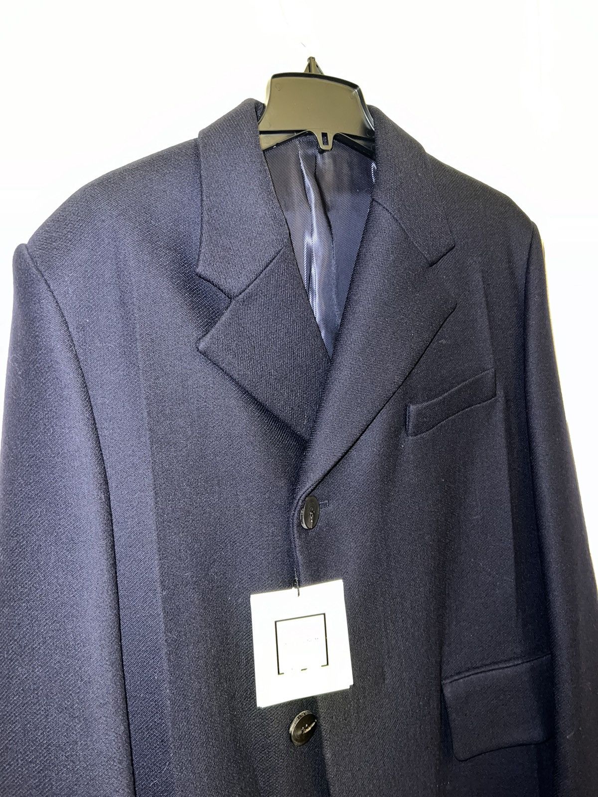 Wooyoungmi NEW 50 Navy Wool Cashmere Hidden Placket Oversized Long Coat Size US M / EU 48-50 / 2 - 9 Thumbnail